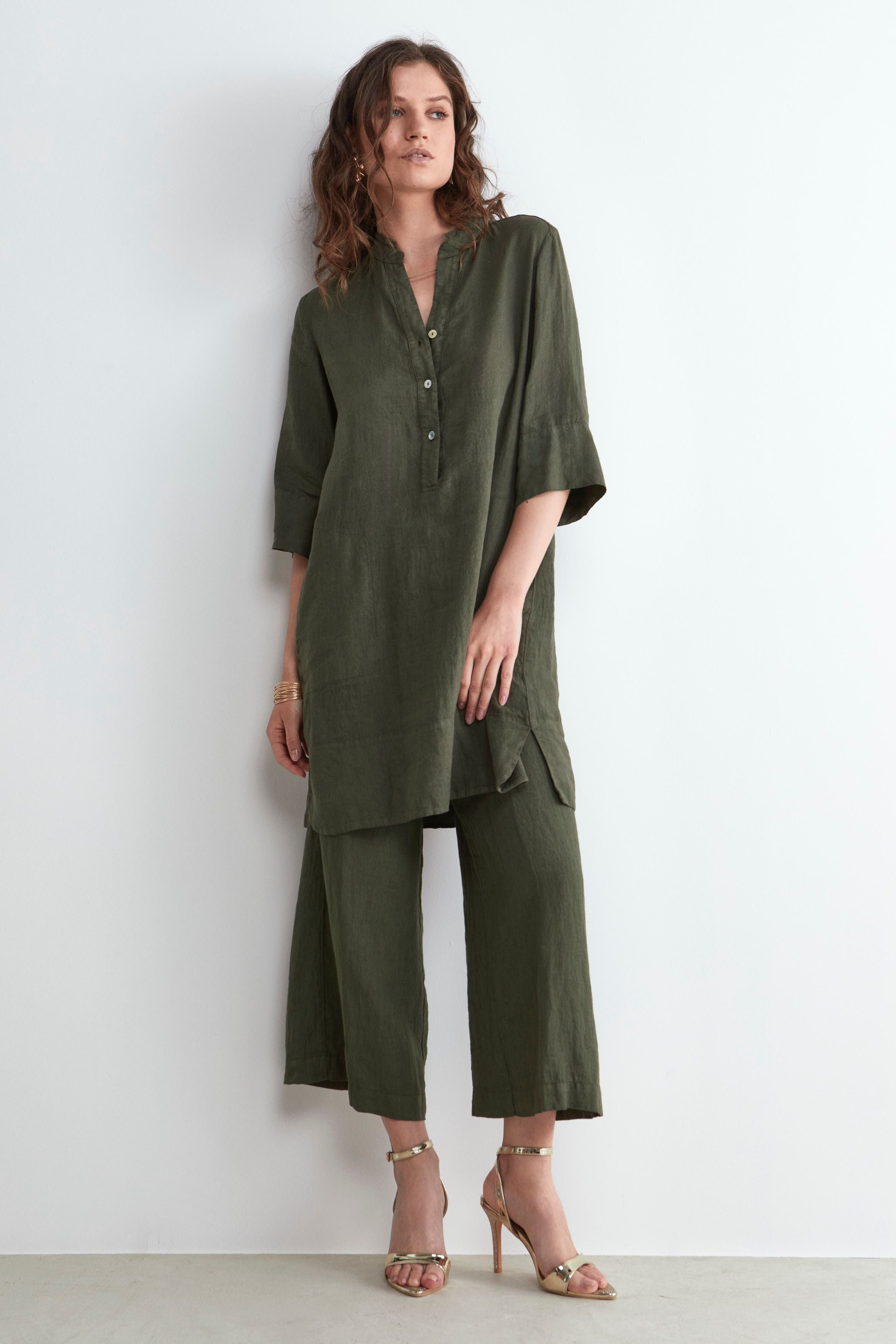 Pantaloni in lino cropped - FANGO