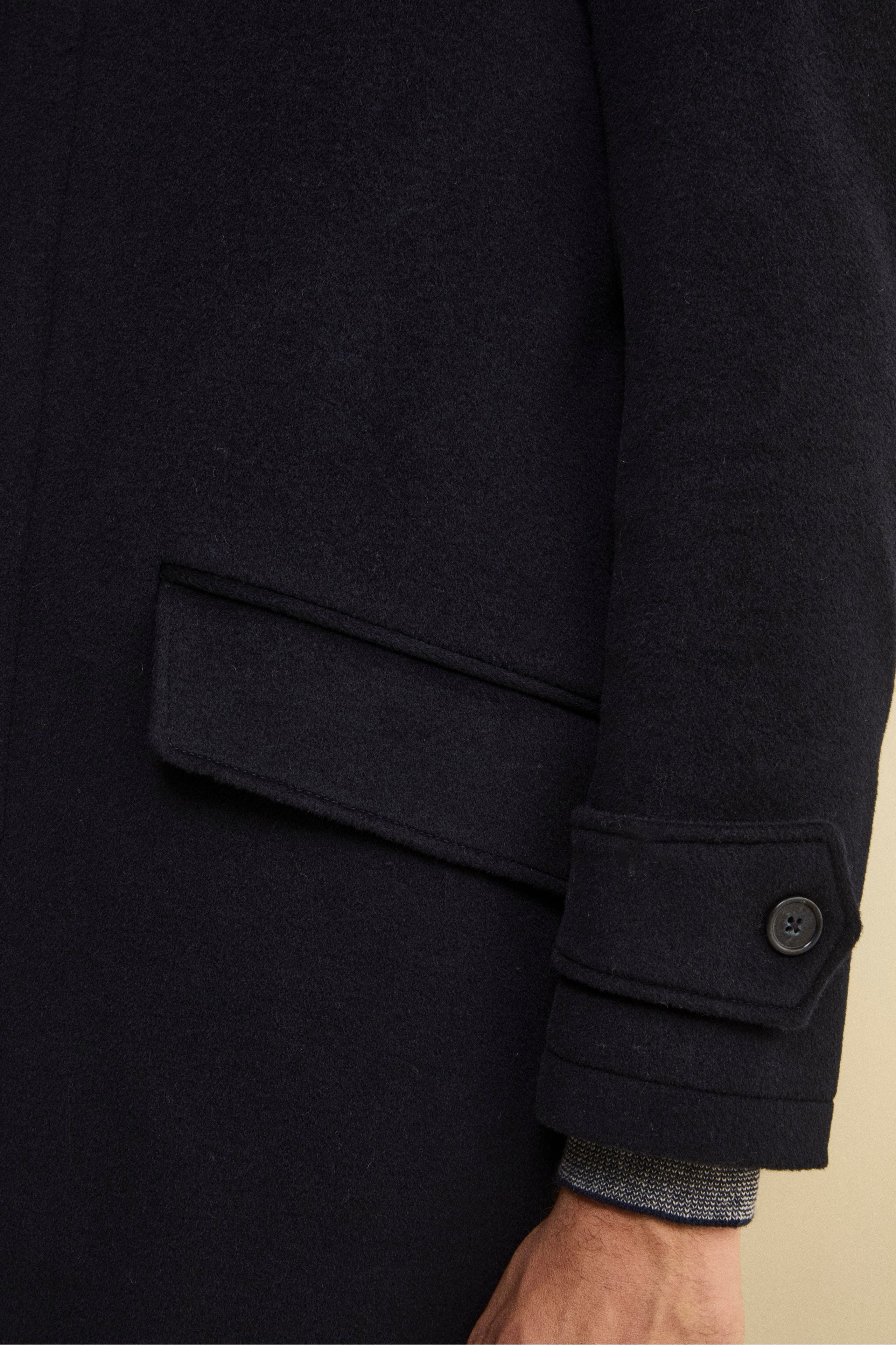 Cappotto Lungo Foderato in Lana e Cashmere - BLU