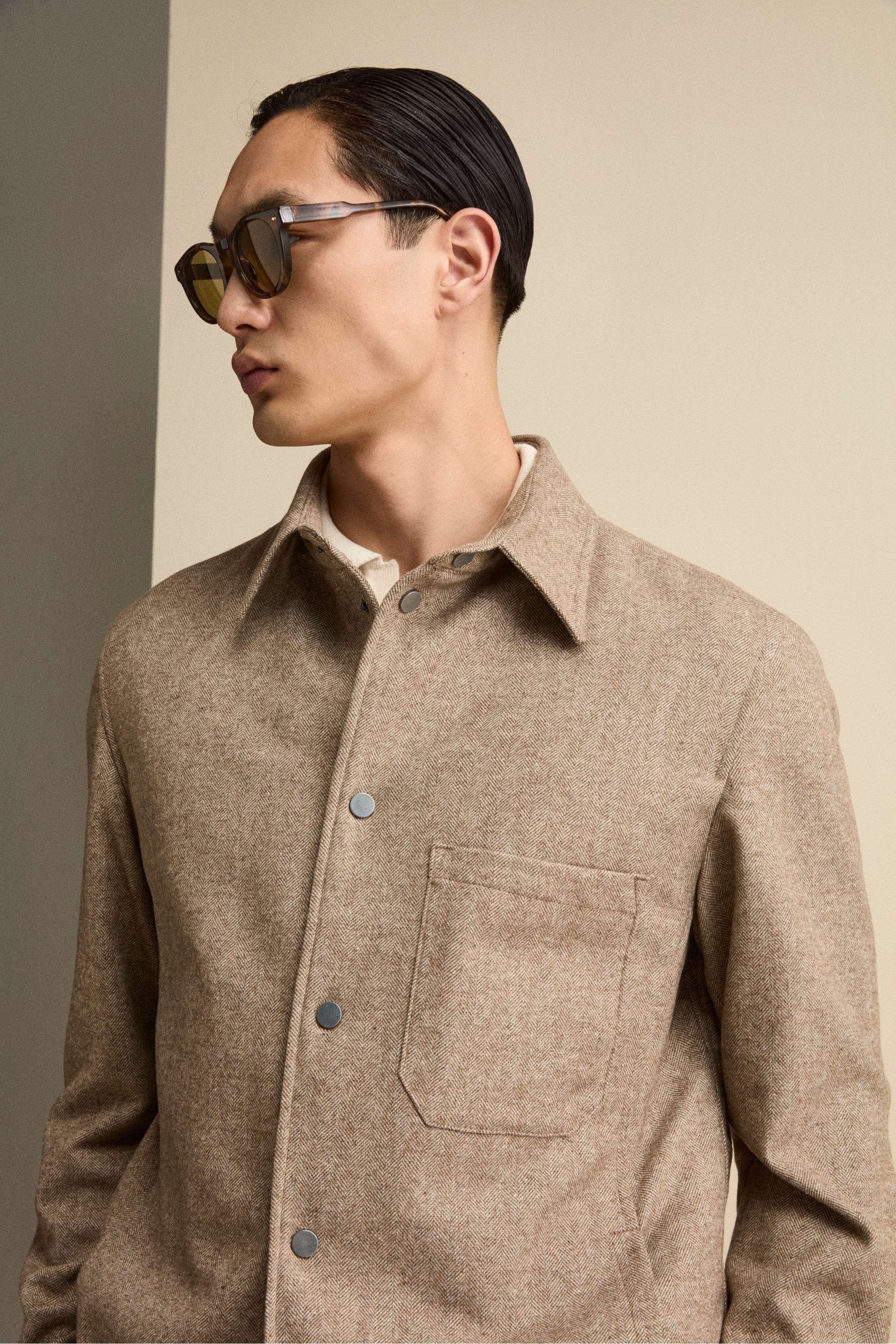 Giubbino Overshirt in Misto Lana - MARRONE SPIGATO