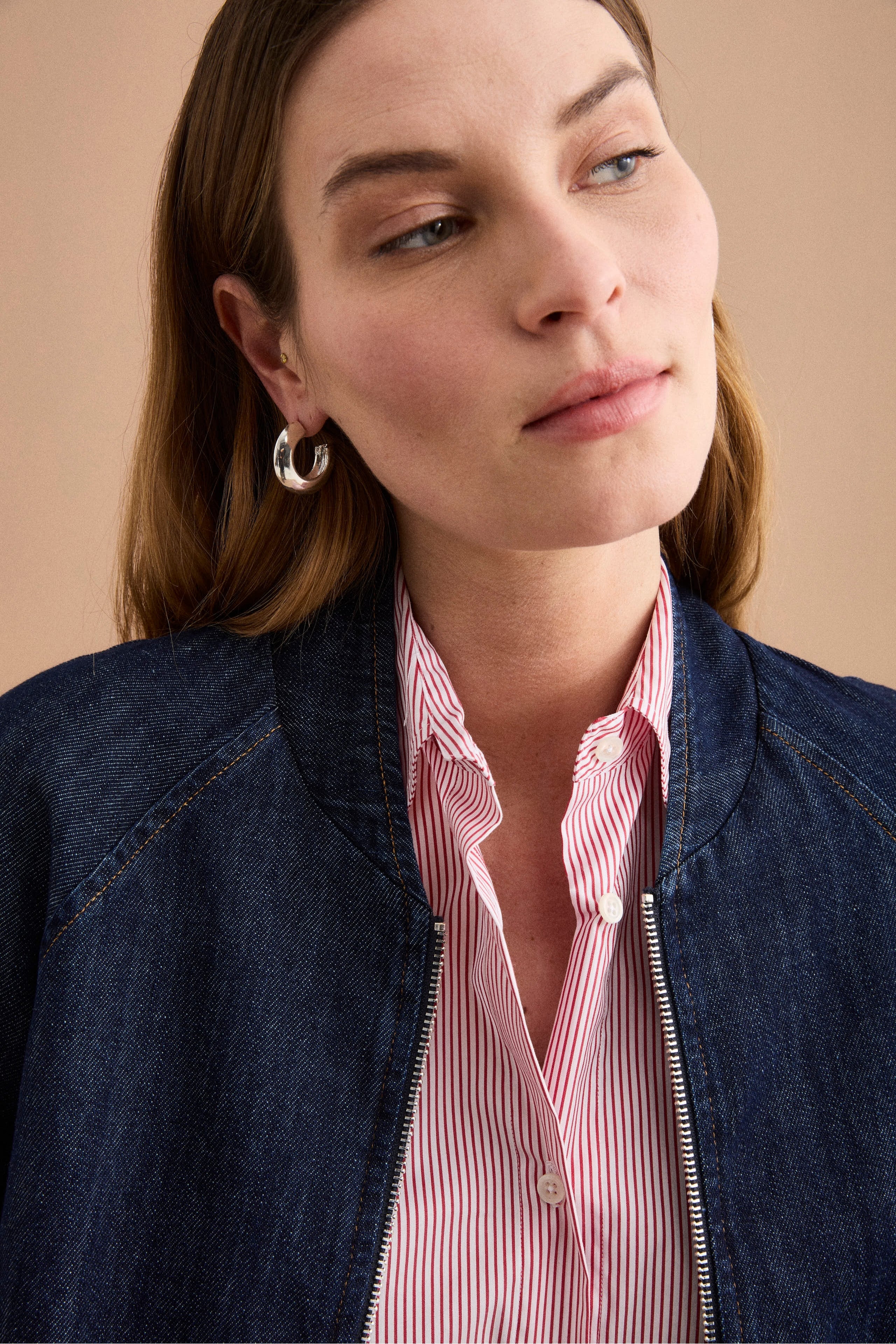 Bomber di Jeans Sfoderato con Zip - DENIM