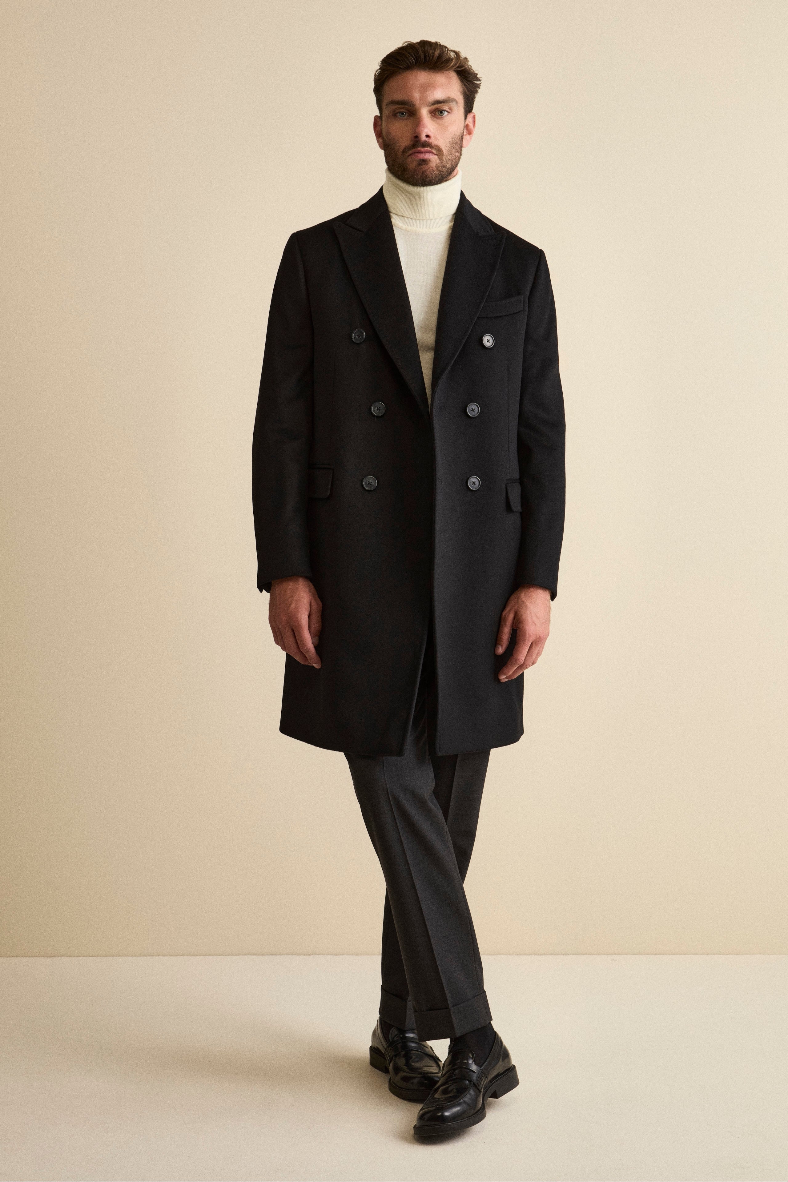 Pantalone Straight in Lana Vergine con Risvolto - GRIGIO