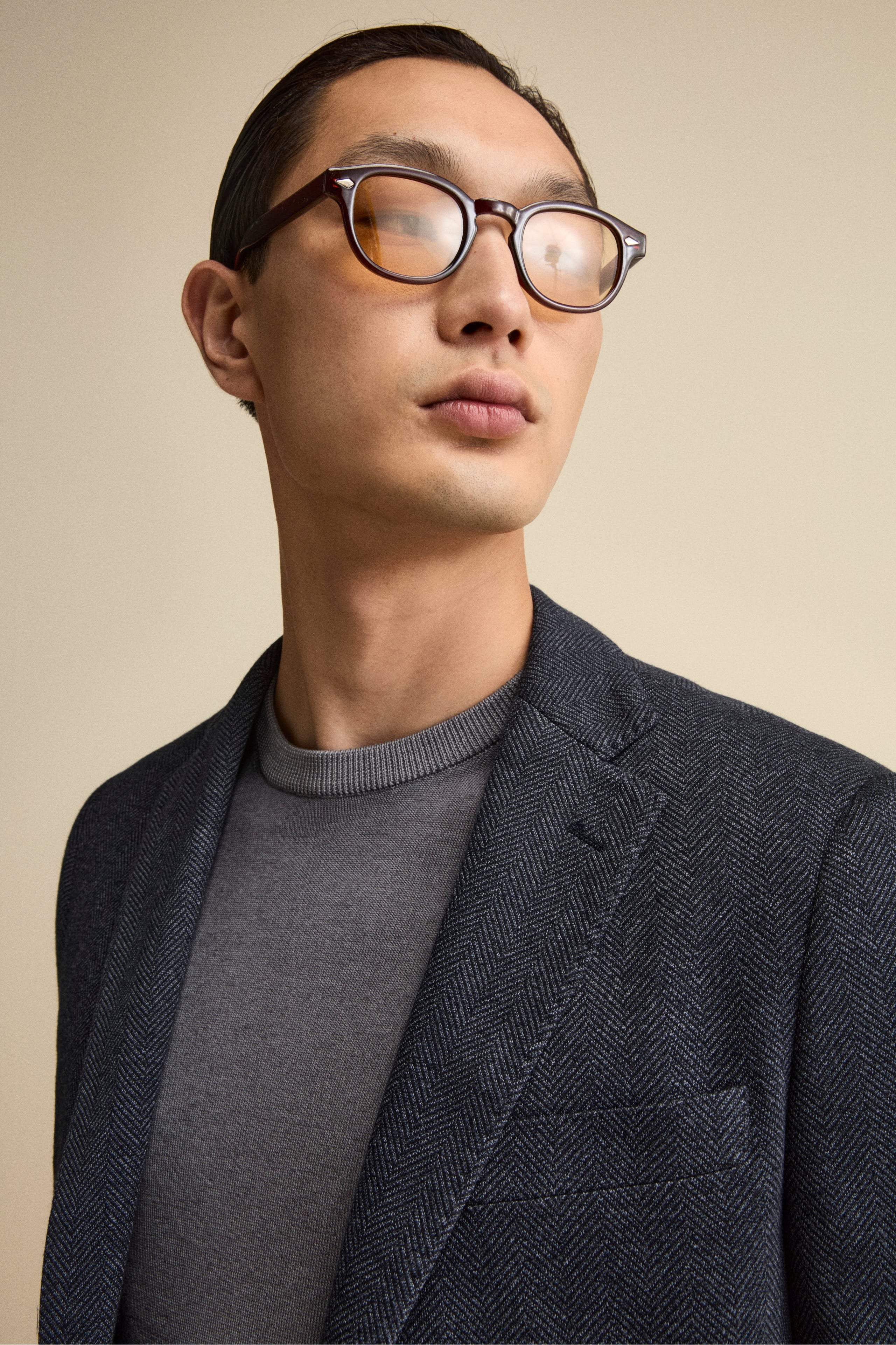 Giacca Monopetto Regular Fit con Revers Classico - NAVY