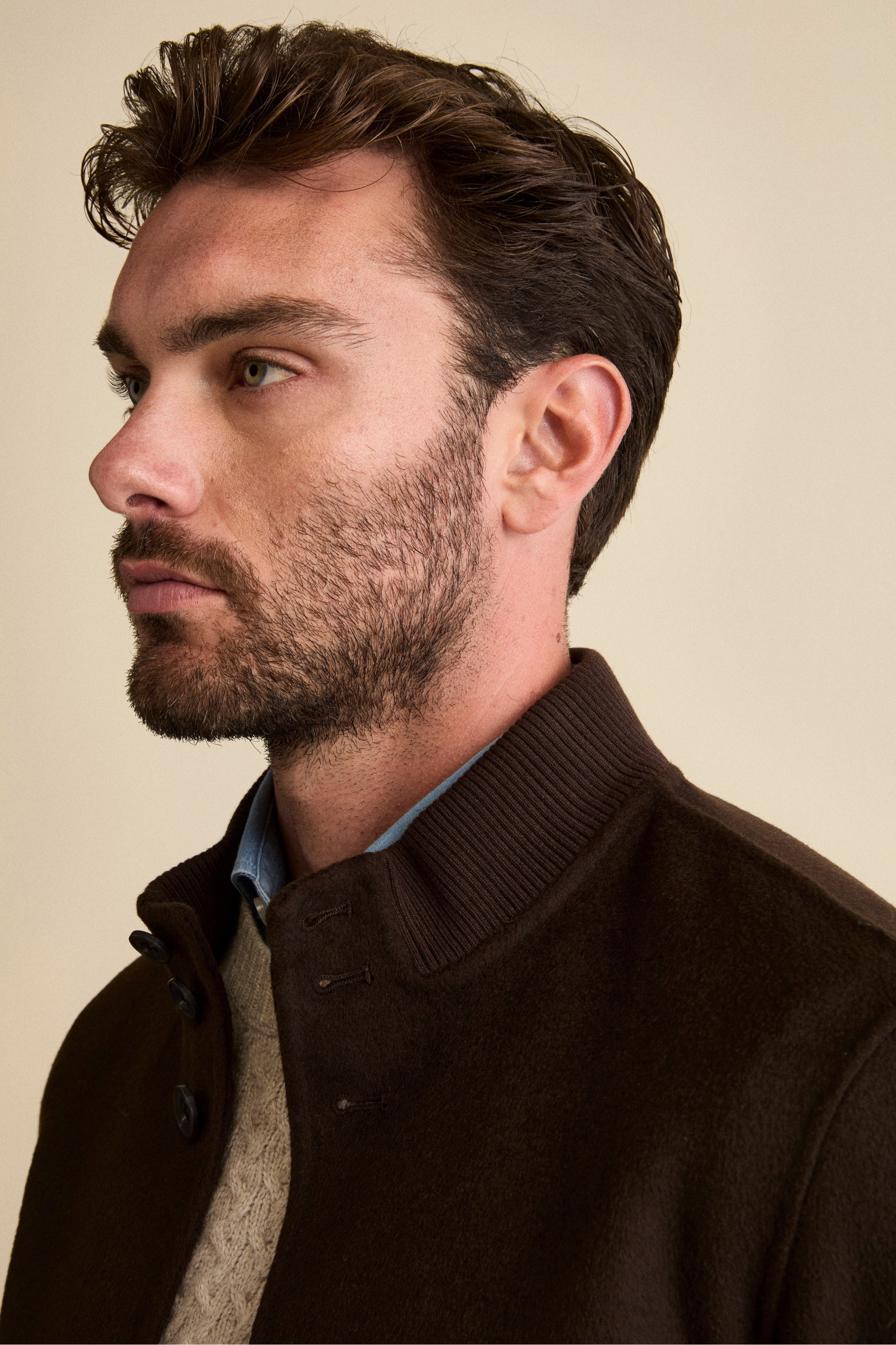 Bomber in Lana con Tasche - MARRONE