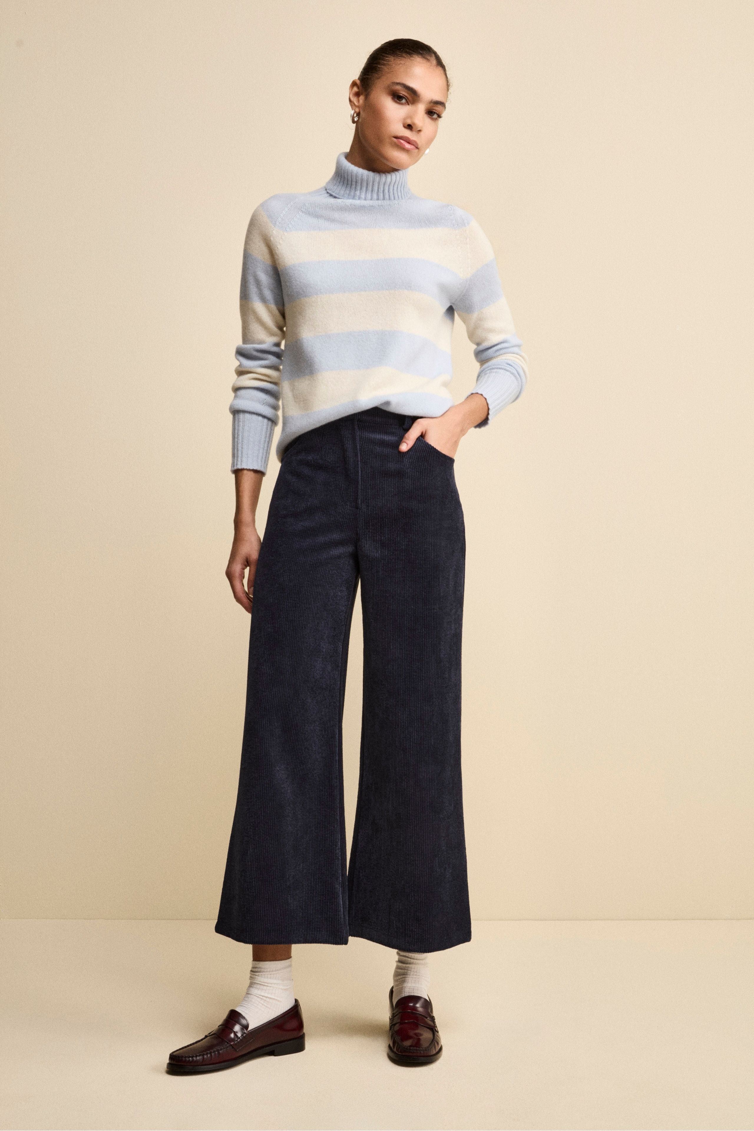 Pantalone Ampio in Velluto a Coste - BLU