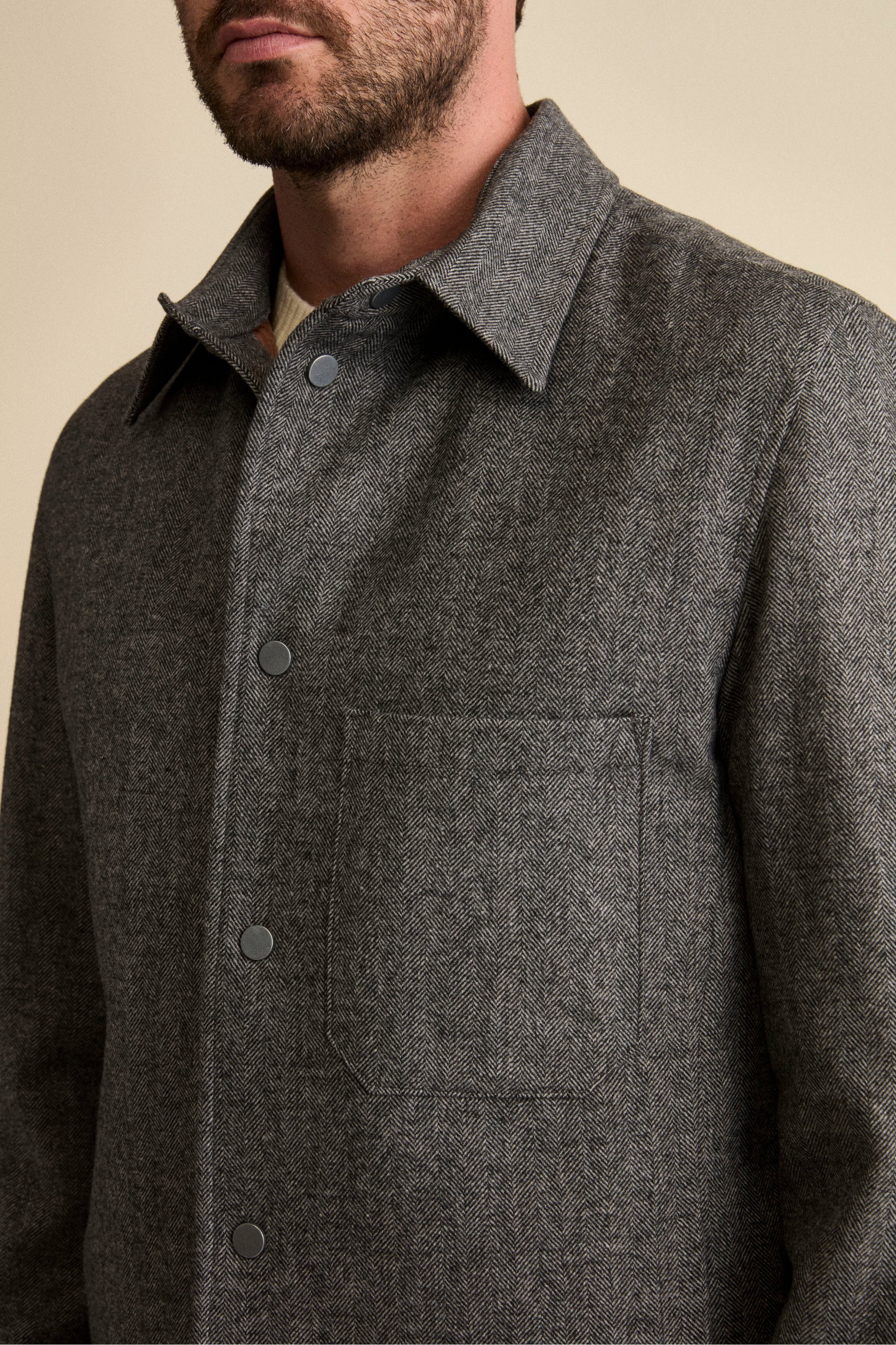 Giubbino Overshirt in Misto Lana - GRIGIO SPIGATO