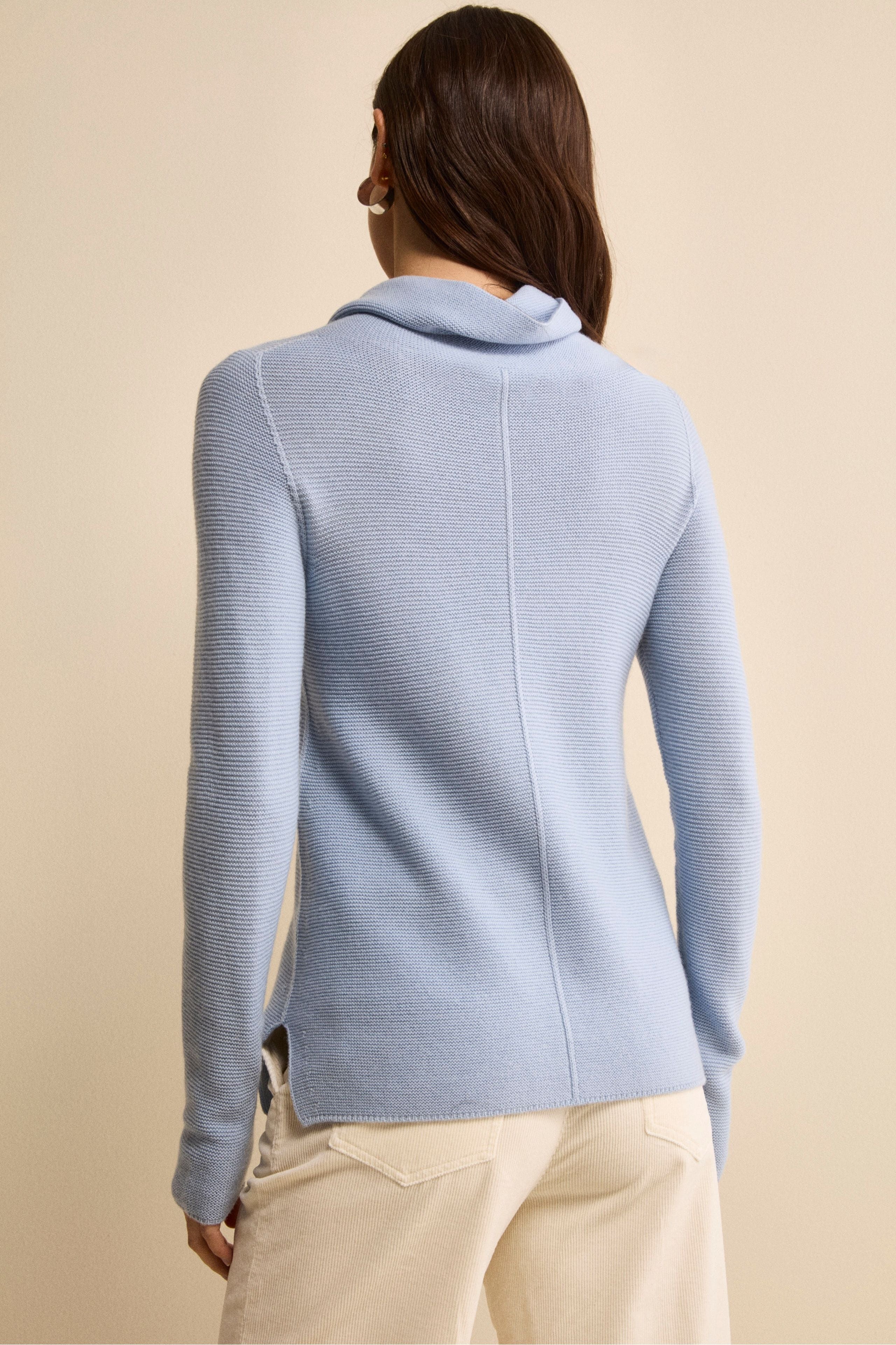 Maglia con Spacchi in Lana Merino - AZZURRO