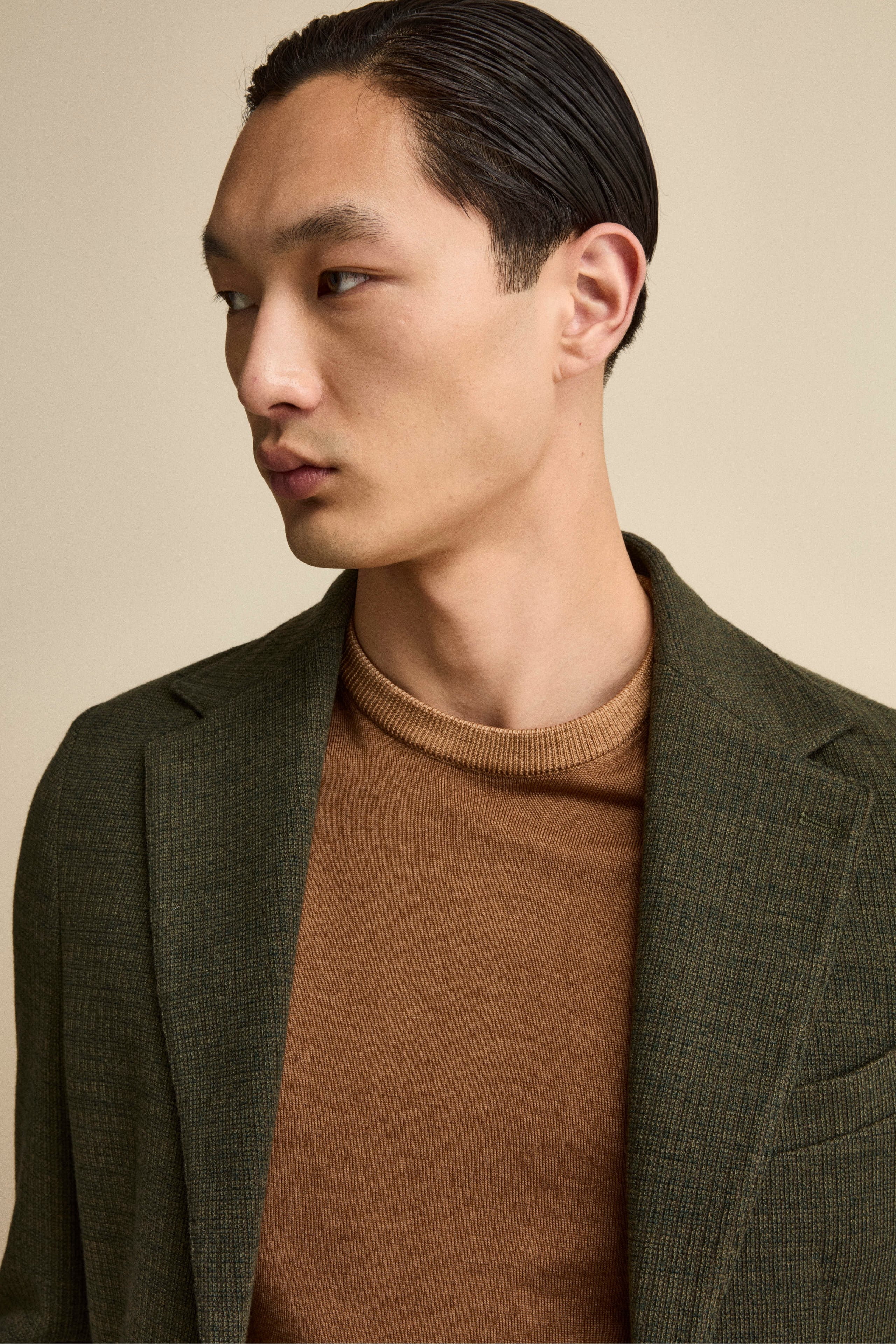 Giacca Sfoderata Slim Fit in Misto Cotone - VERDE