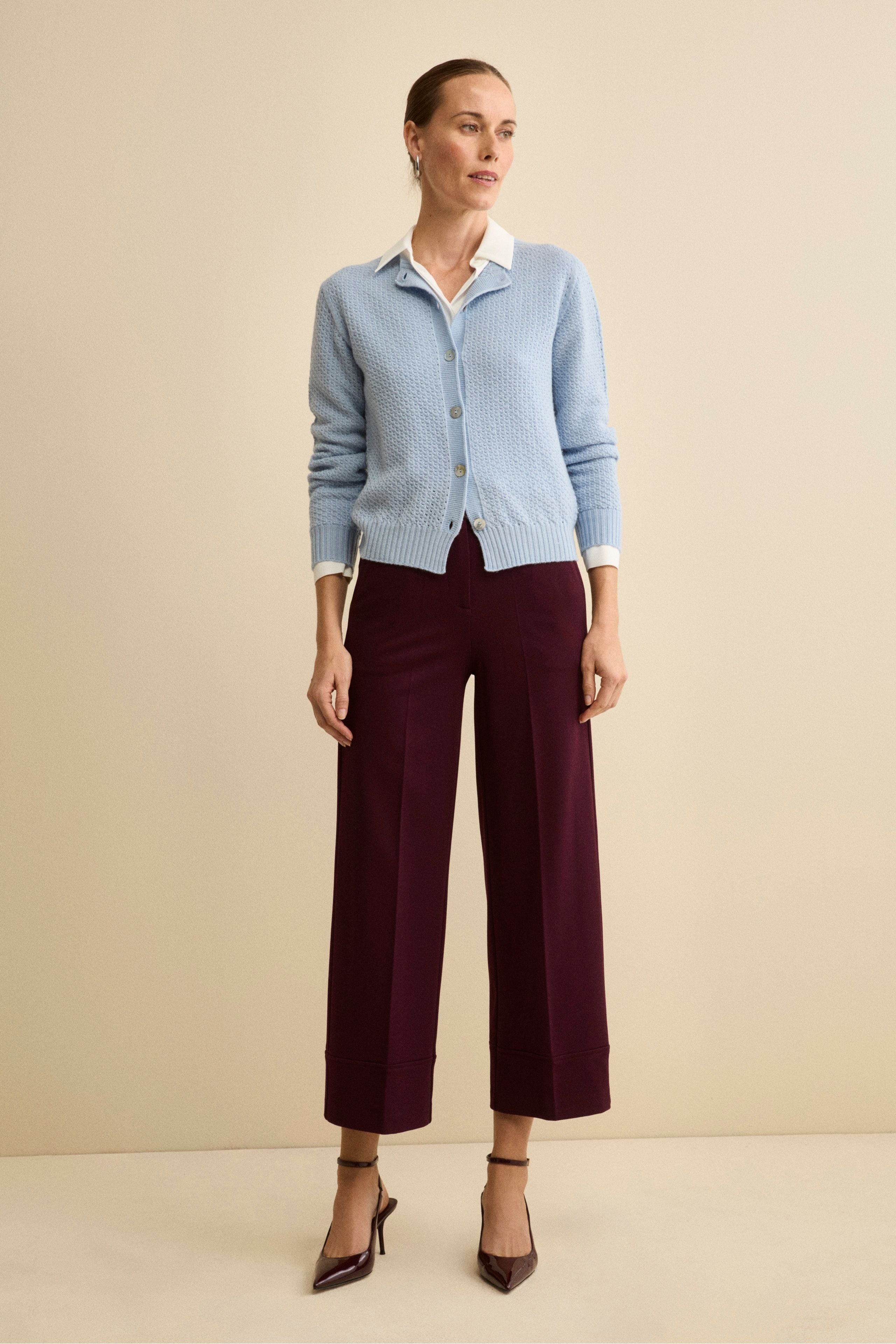 Pantalone Largo con Risvolto e Pieghe - VINO