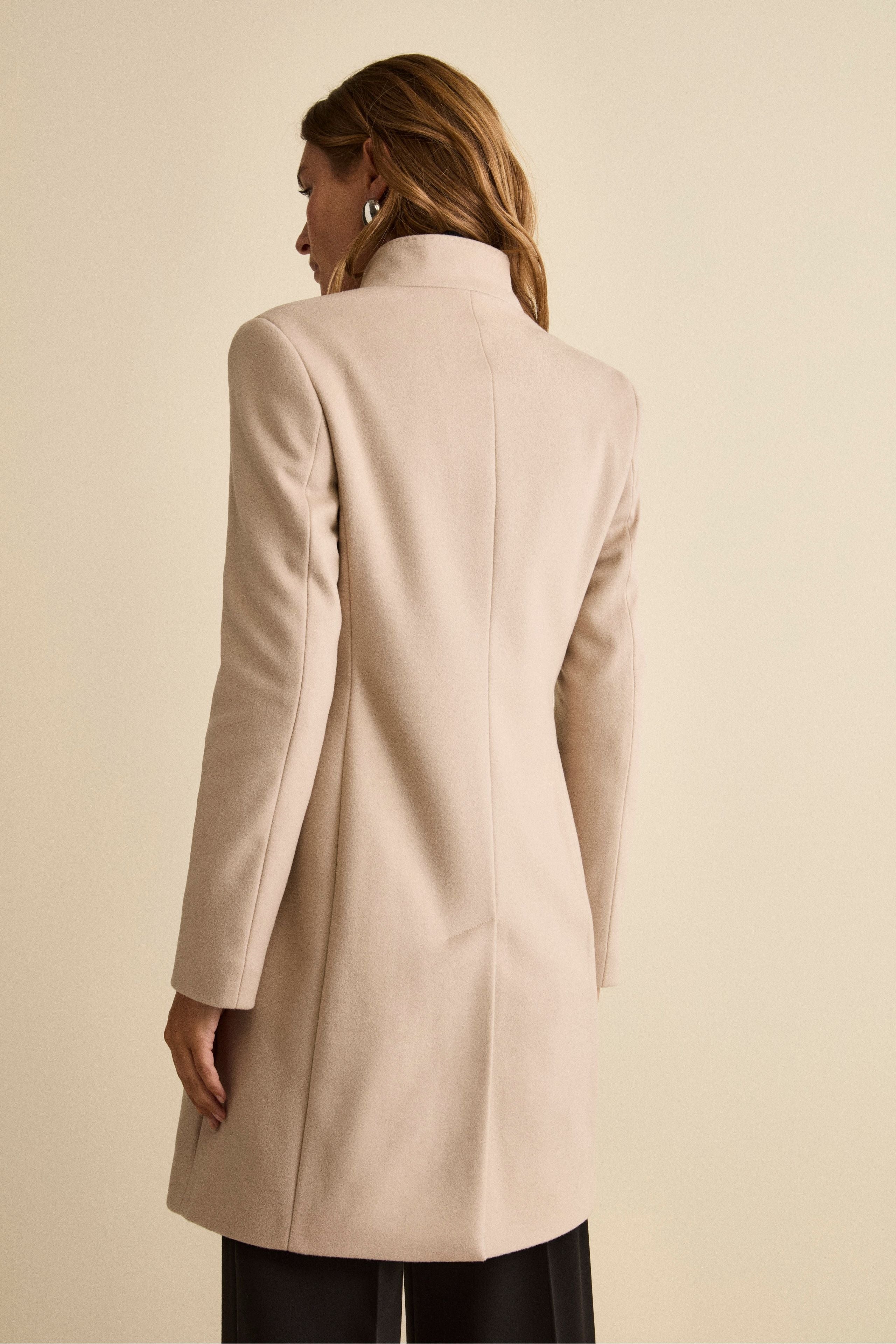 Cappotto Midi Sancrato in Misto Lana e Cashmere - GESSO