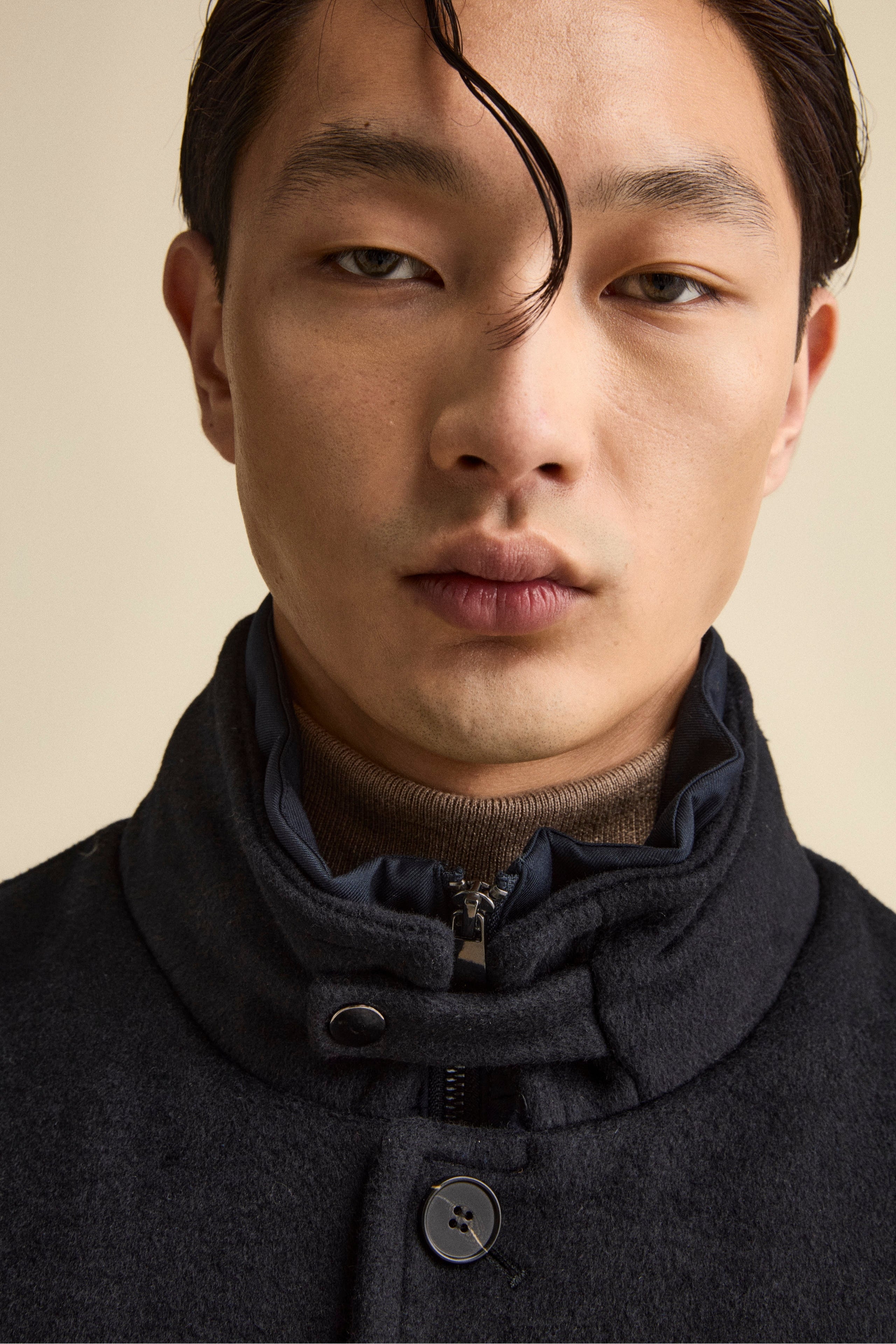 Cappotto Midi in Misto Lana con Pettorina Removibile - BLU