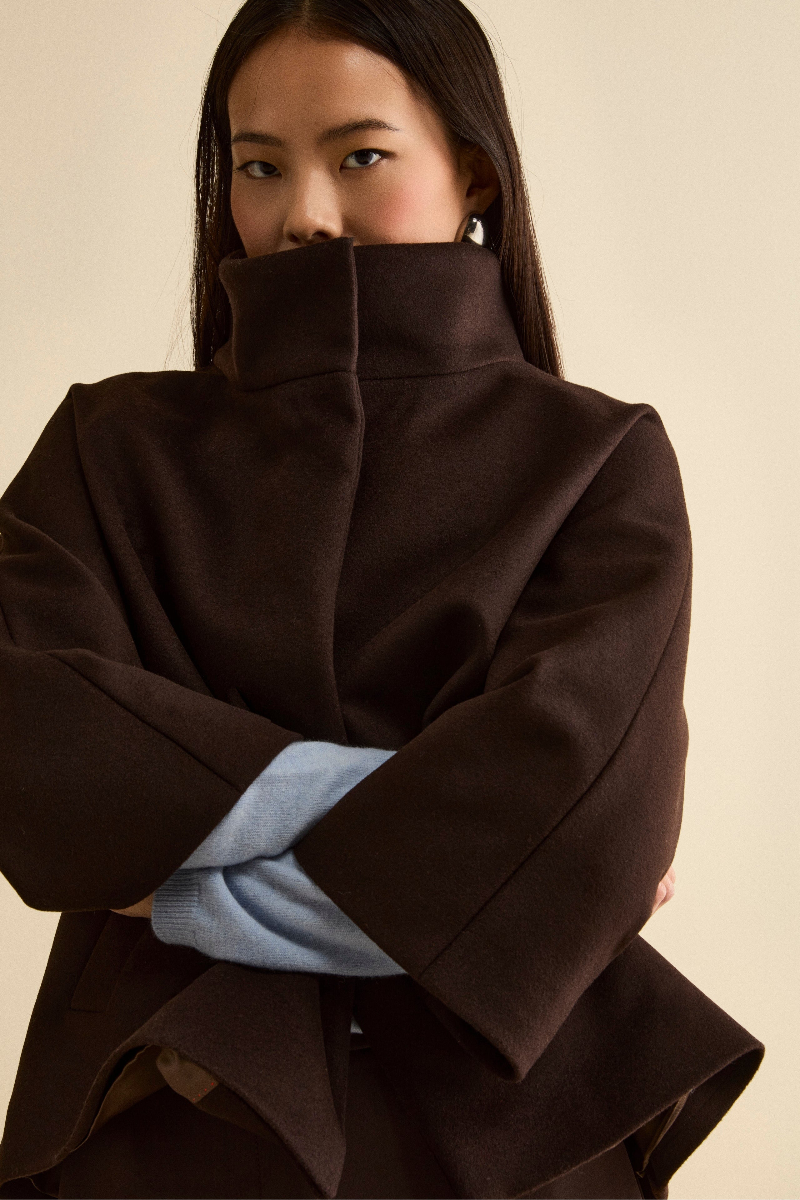 Cappotto Over Corto in Misto Lana e Cashmere - T.MORO