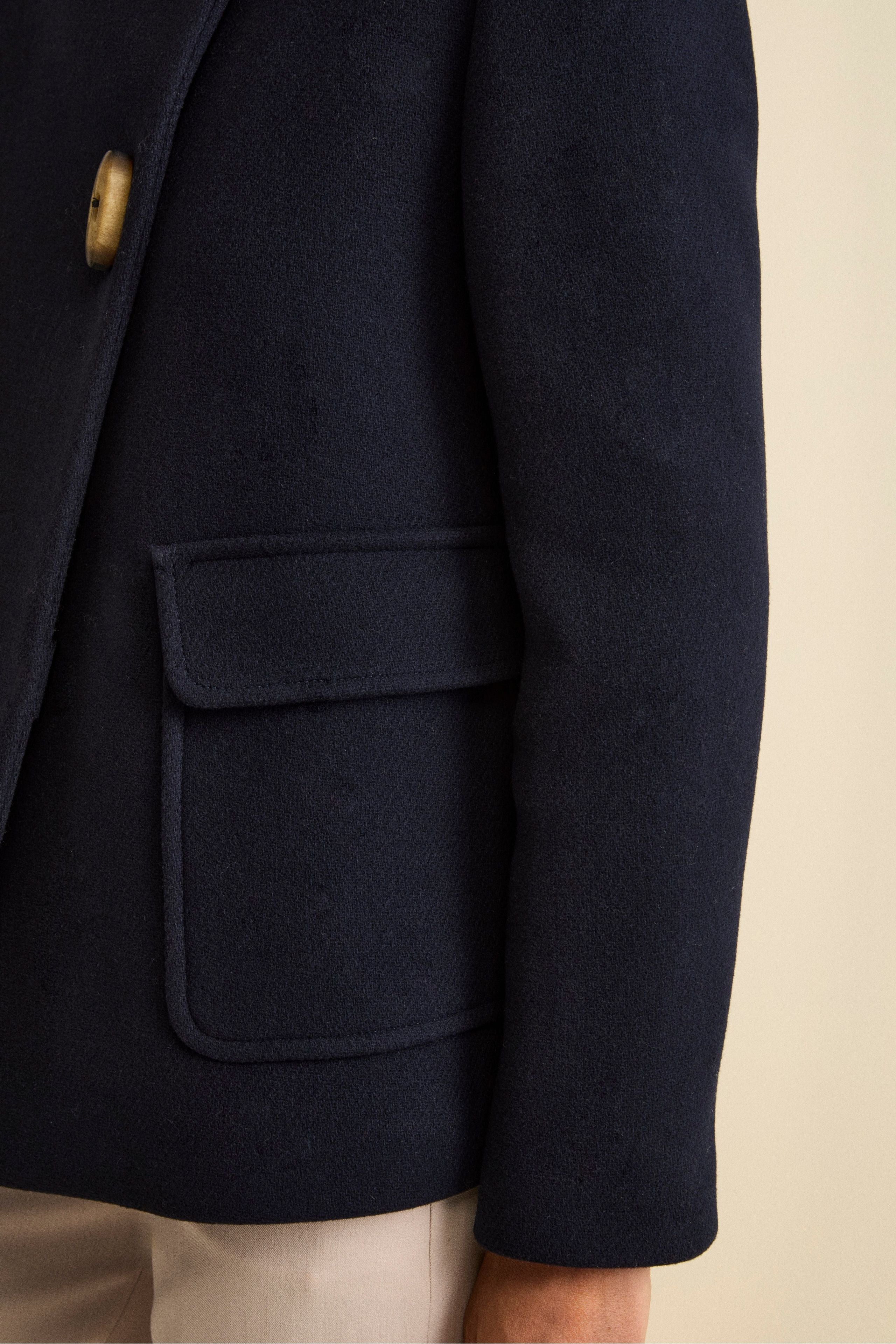 Cappotto Corto Svasato in Misto Lana Vergine - BLU