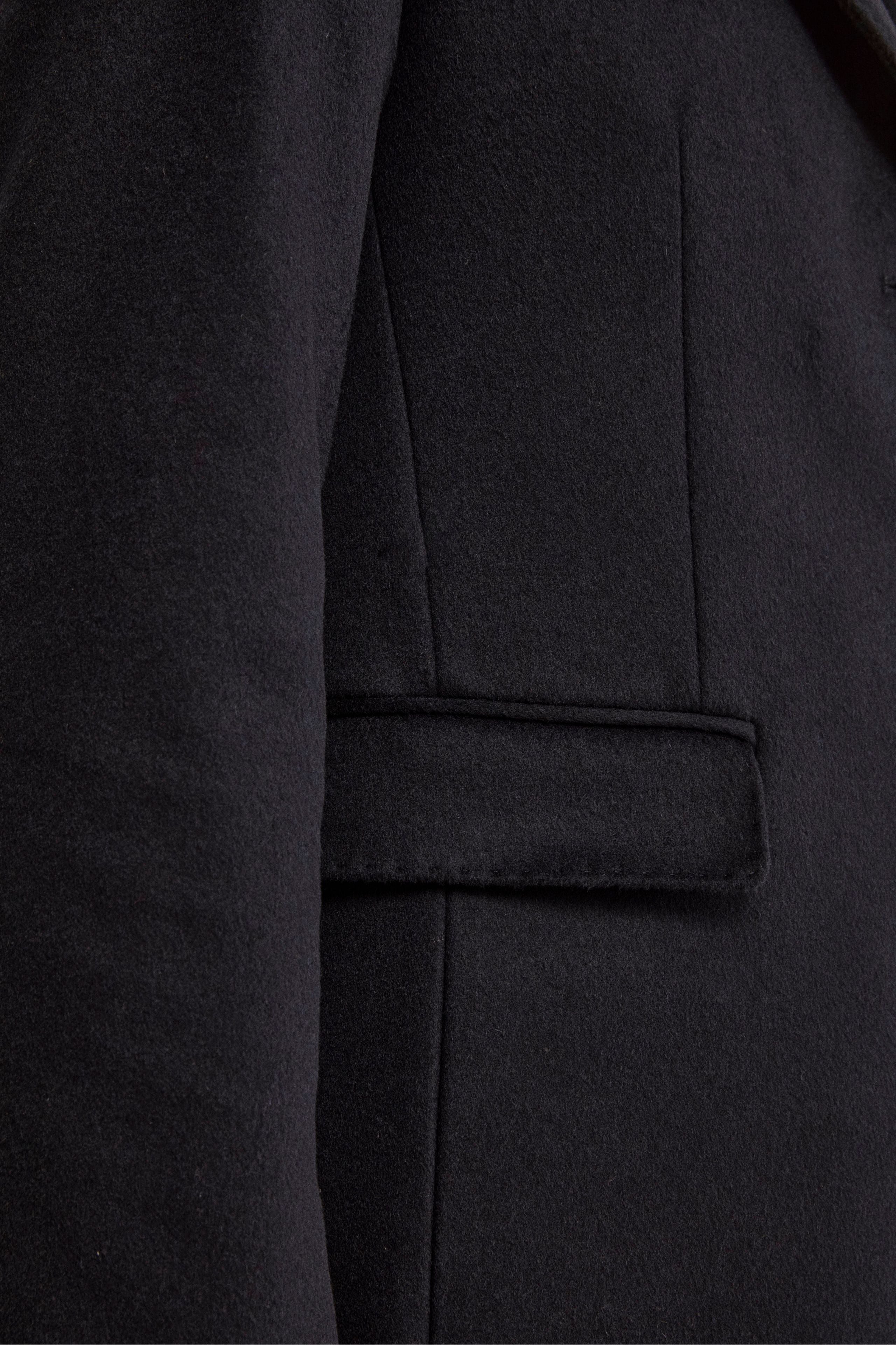 Cappotto Midi in Lana e Cashmere con Pettorina - BLU