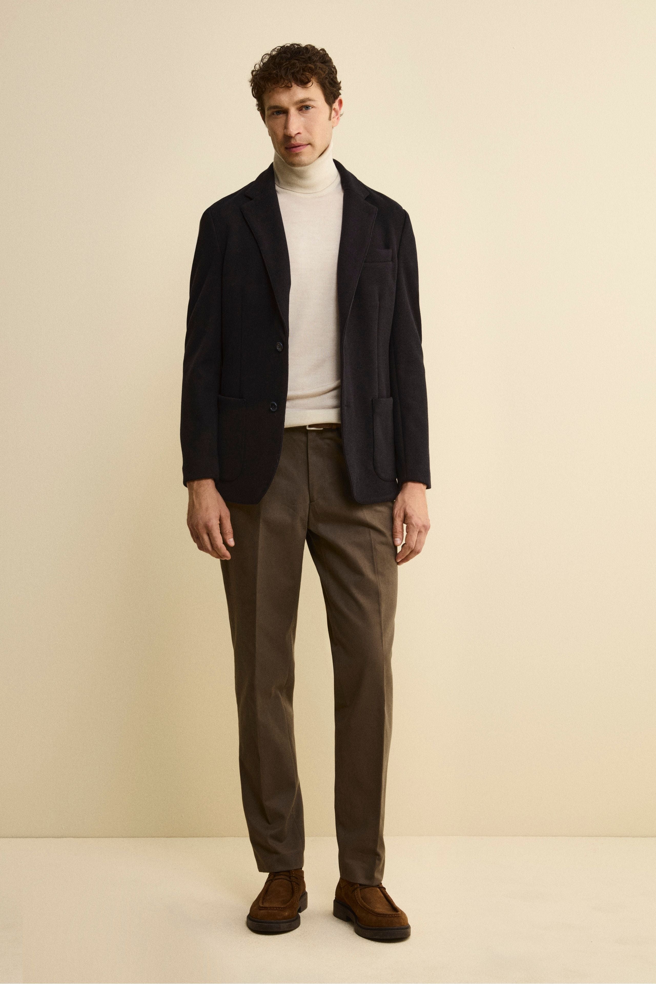 Pantalone Chino Regular Fit in Gabardina - MARRONE CHIARO