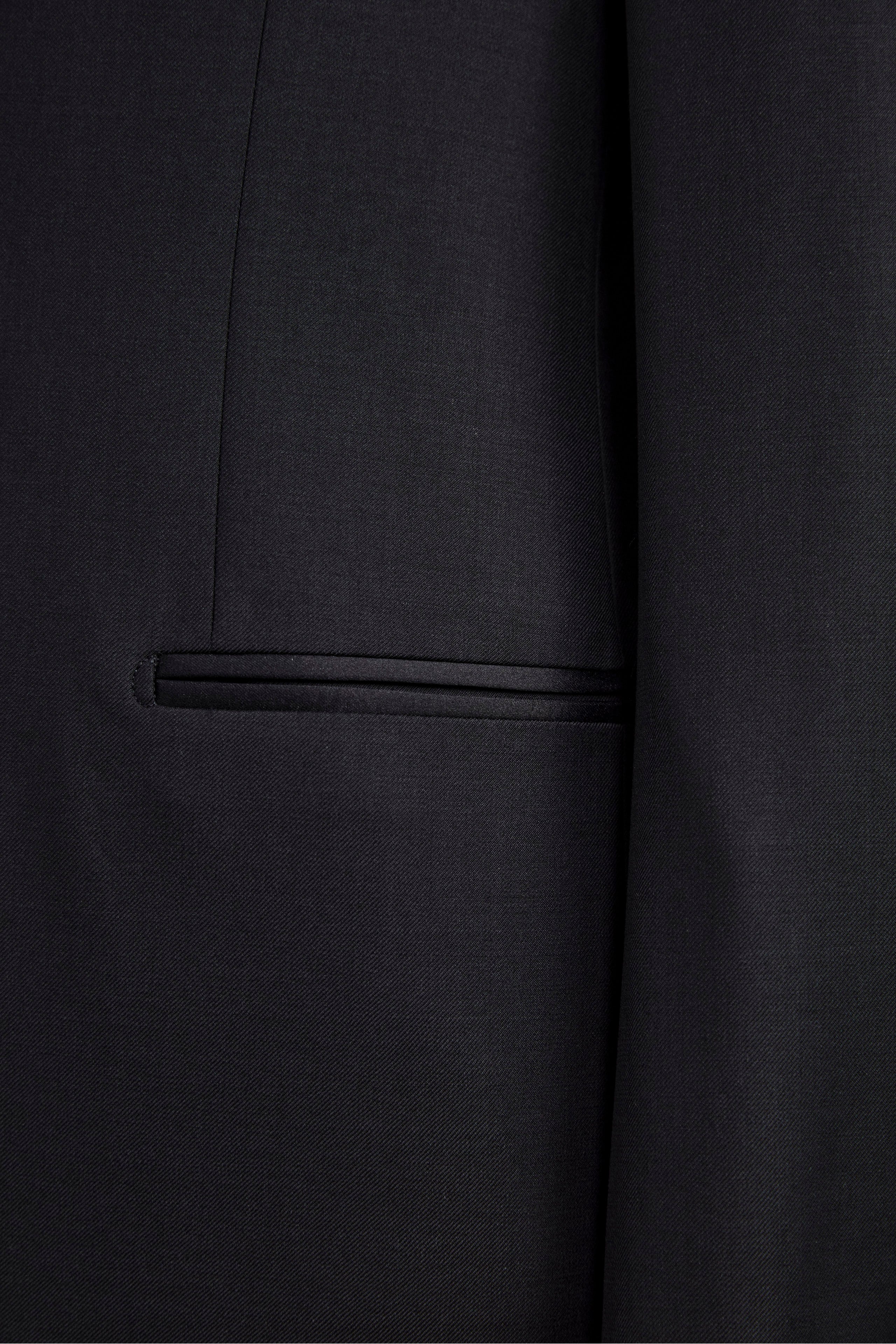 Smoking in Lana Vergine con Revers in Raso - BLU