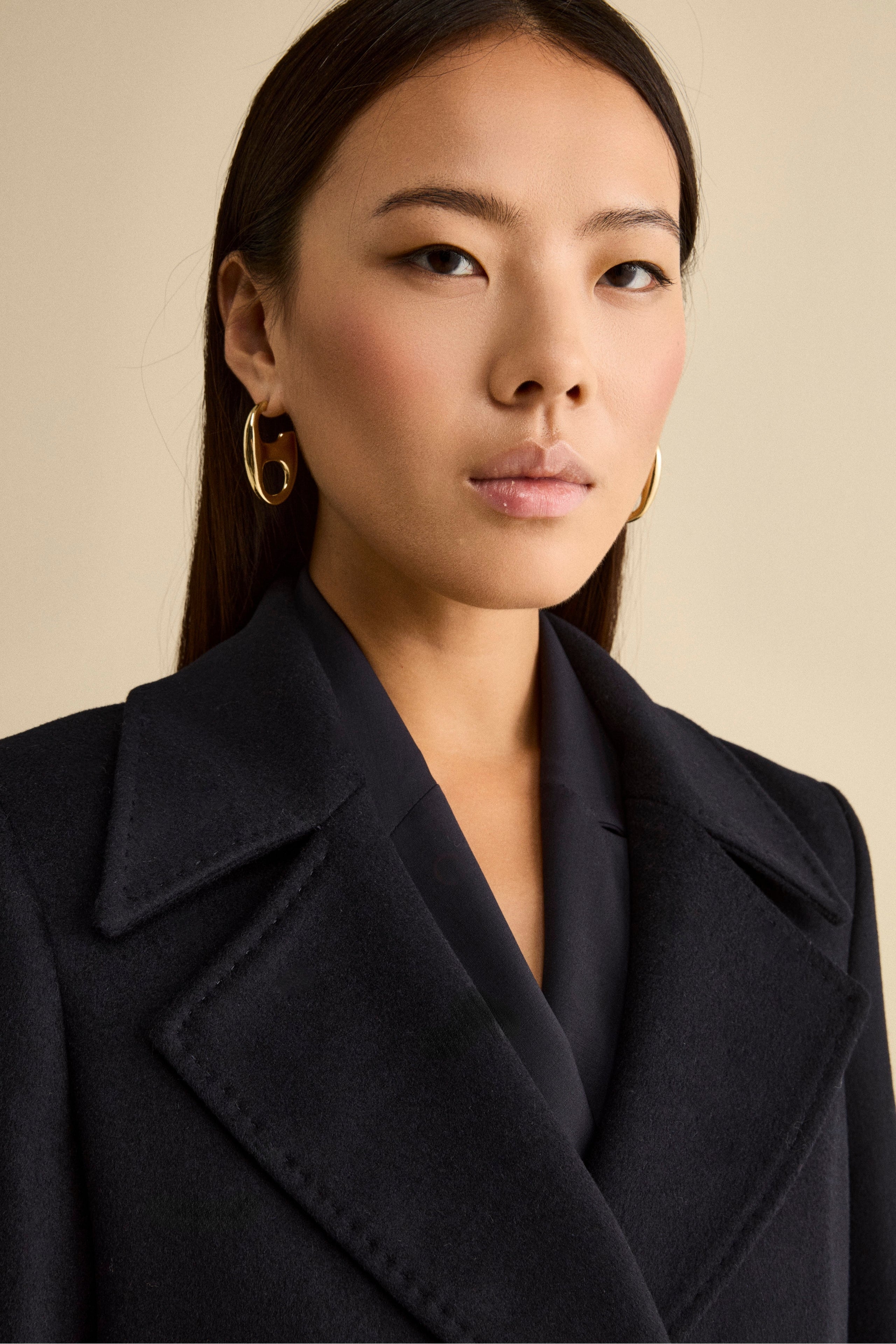 Cappotto Lungo Doppiopetto in Misto Lana e Cahsmere - BLU