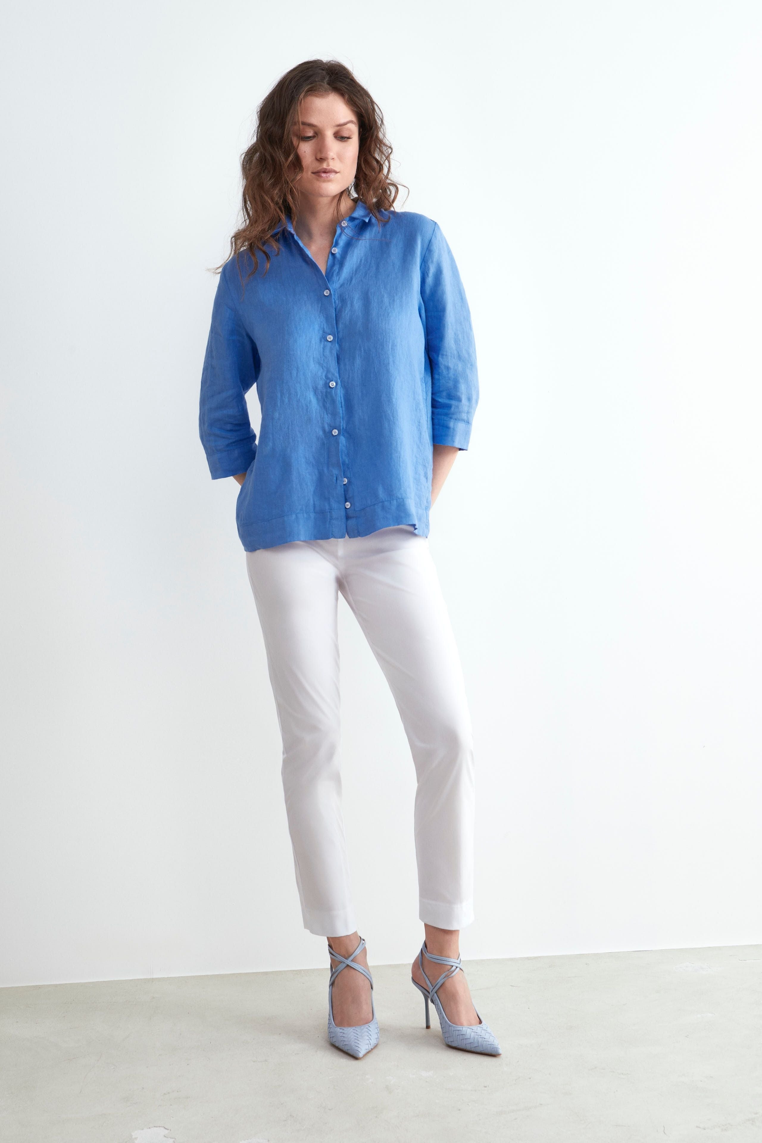 Pantalone capri con elastico - BIANCO