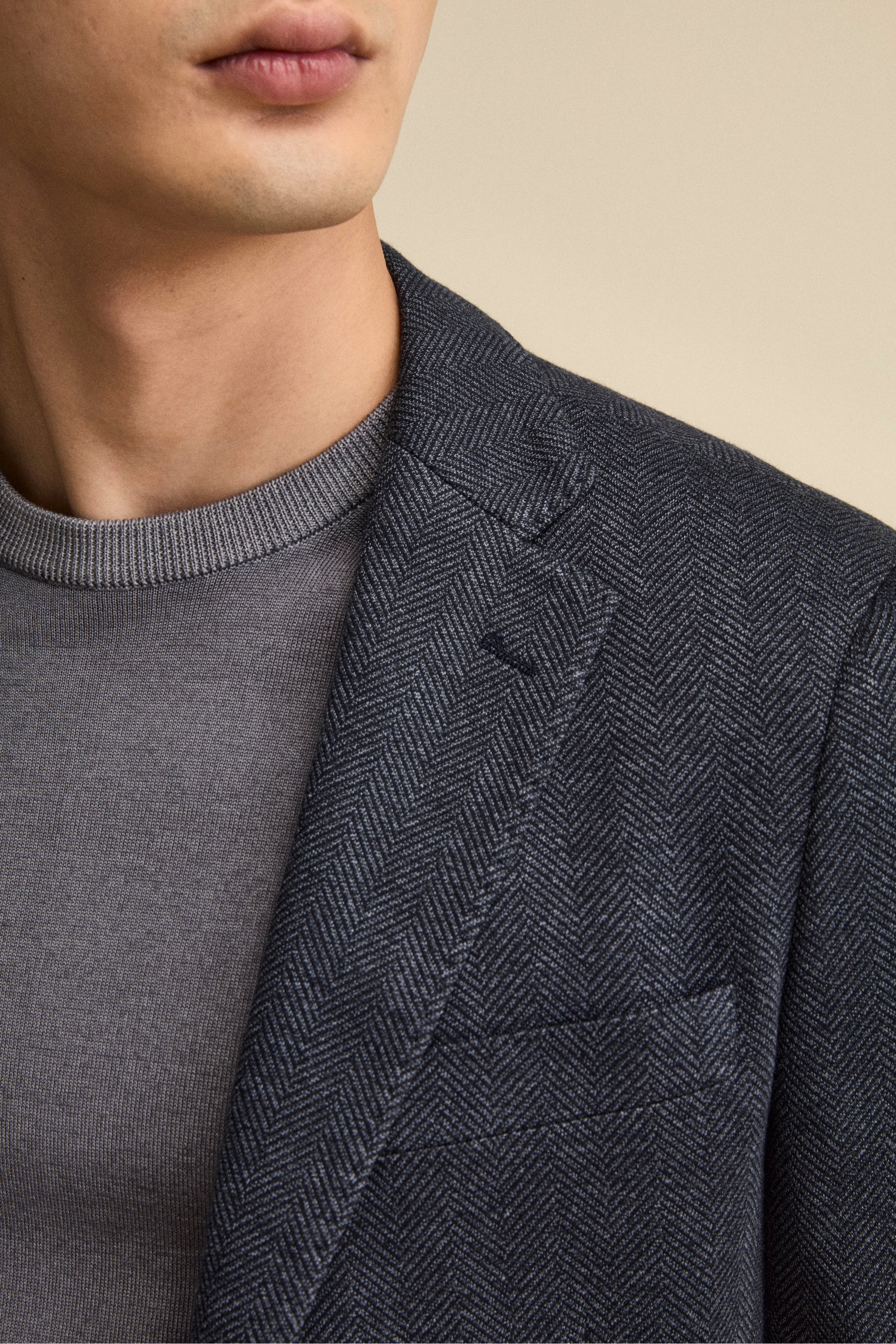 Giacca Monopetto Regular Fit con Revers Classico - NAVY