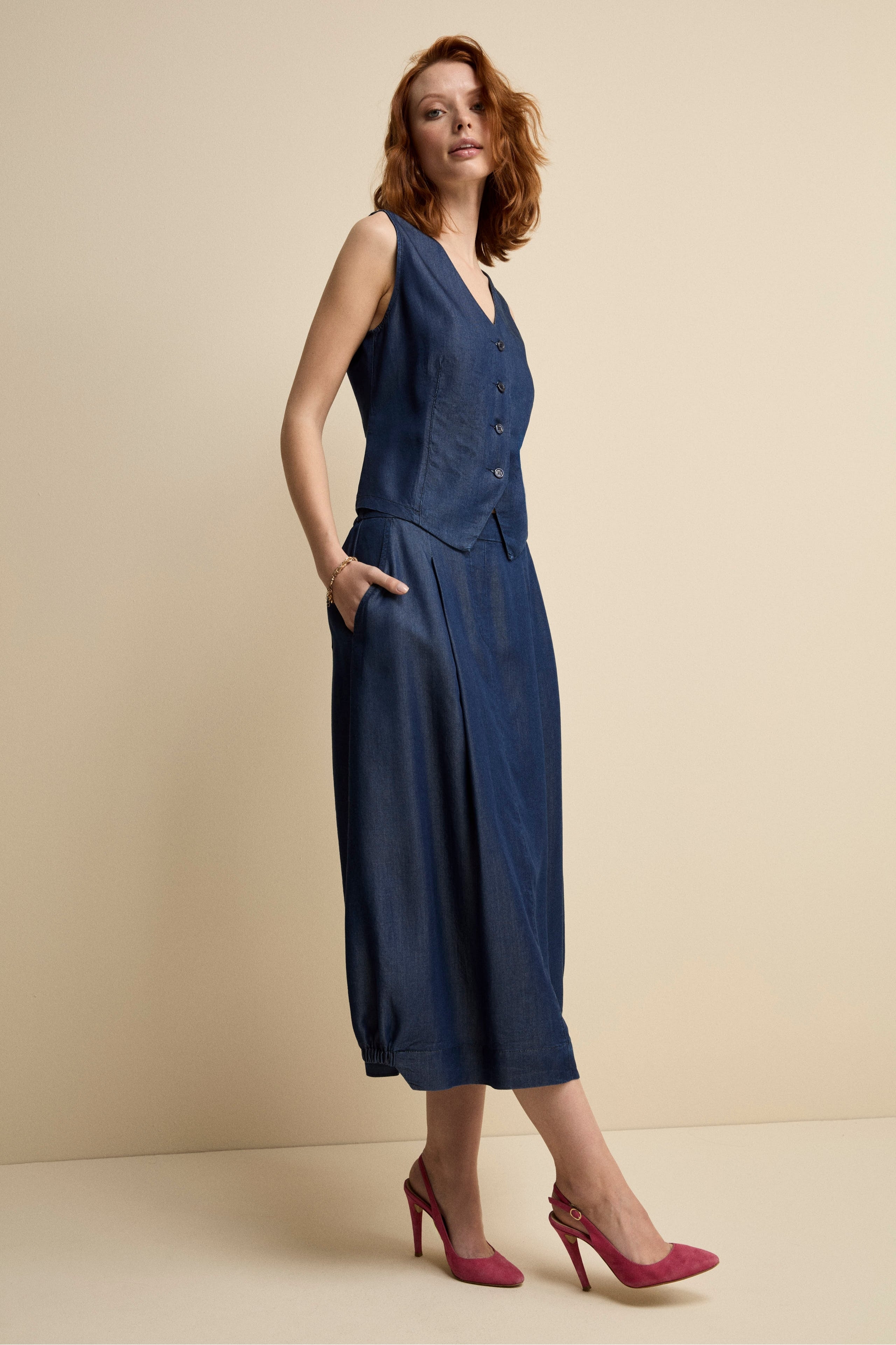 Gonna Fluida con Tasche - BLU