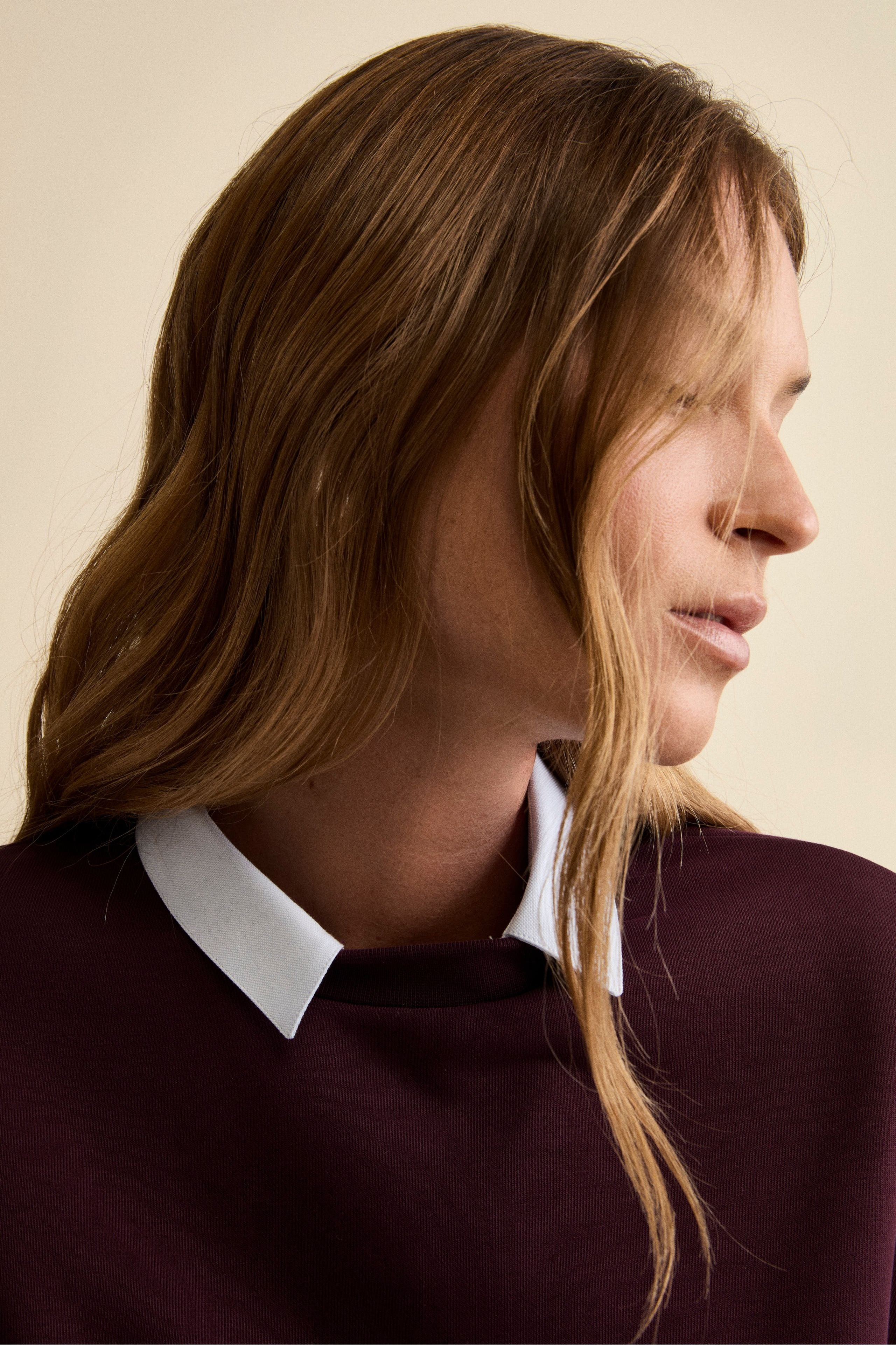 Felpa Over Girocollo in Cotone - VINO