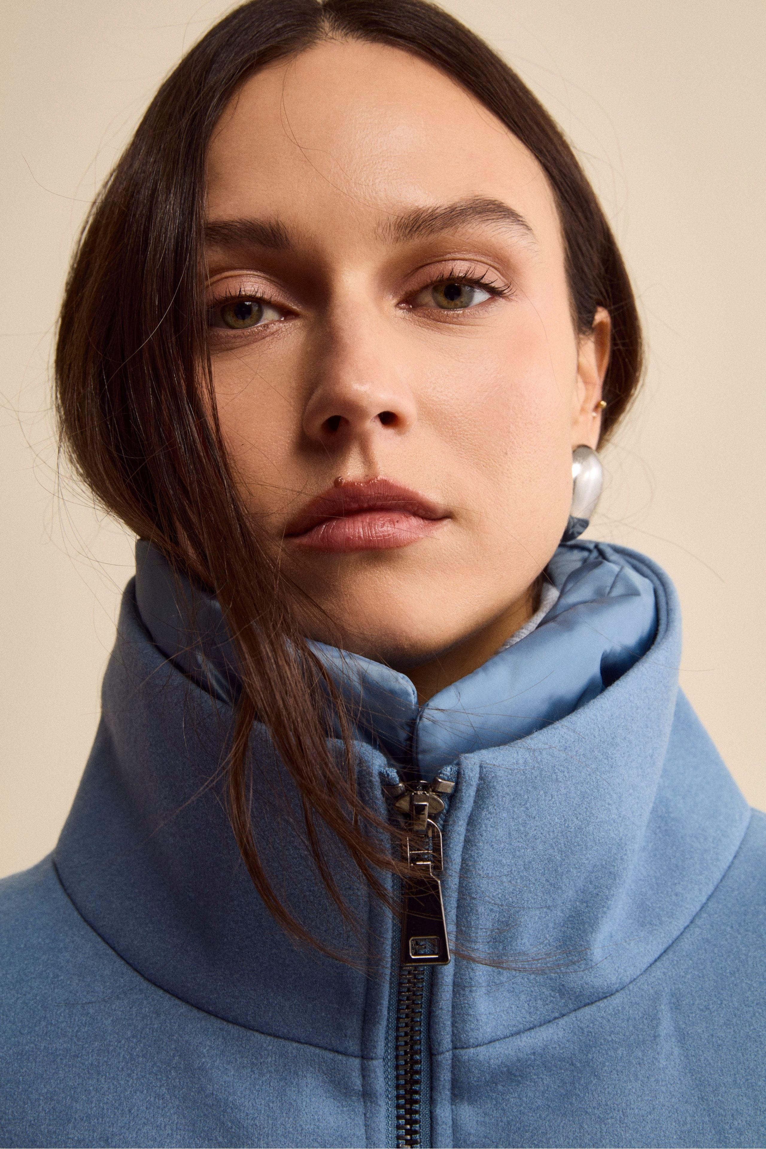 Giubbotto Imbottito Svasato con Zip - DENIM