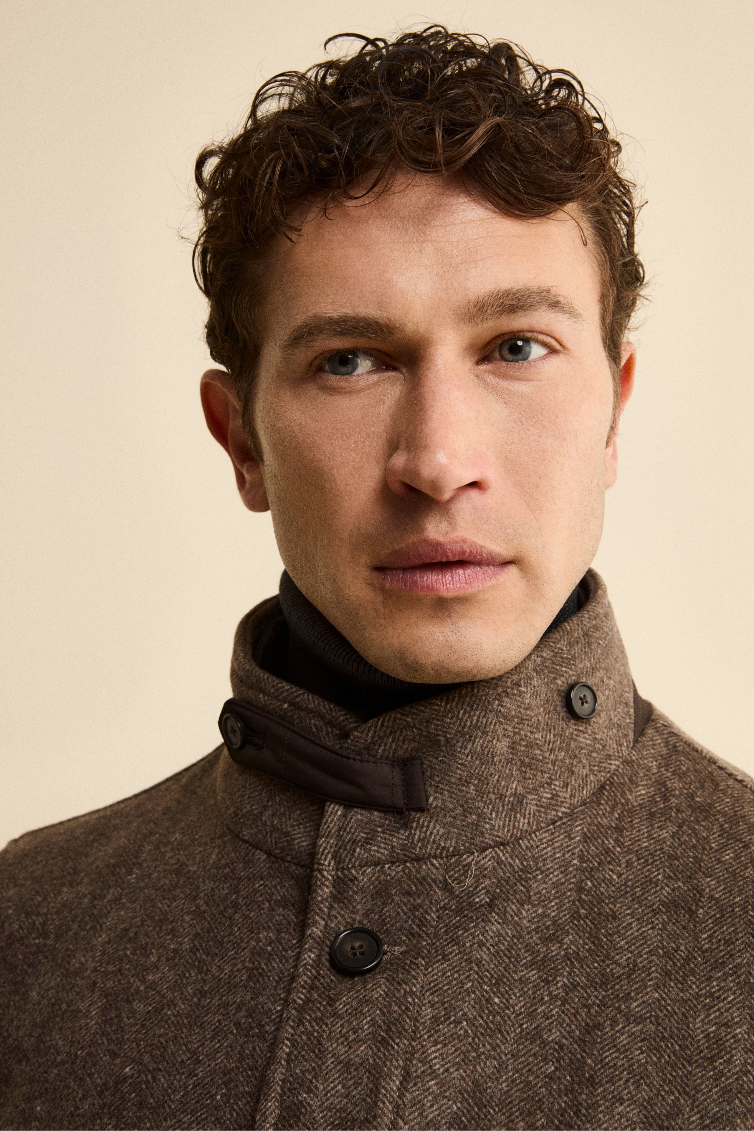 Cappotto Midi Spigato in Misto Lana e Cashmere - MARRONE MELANGE