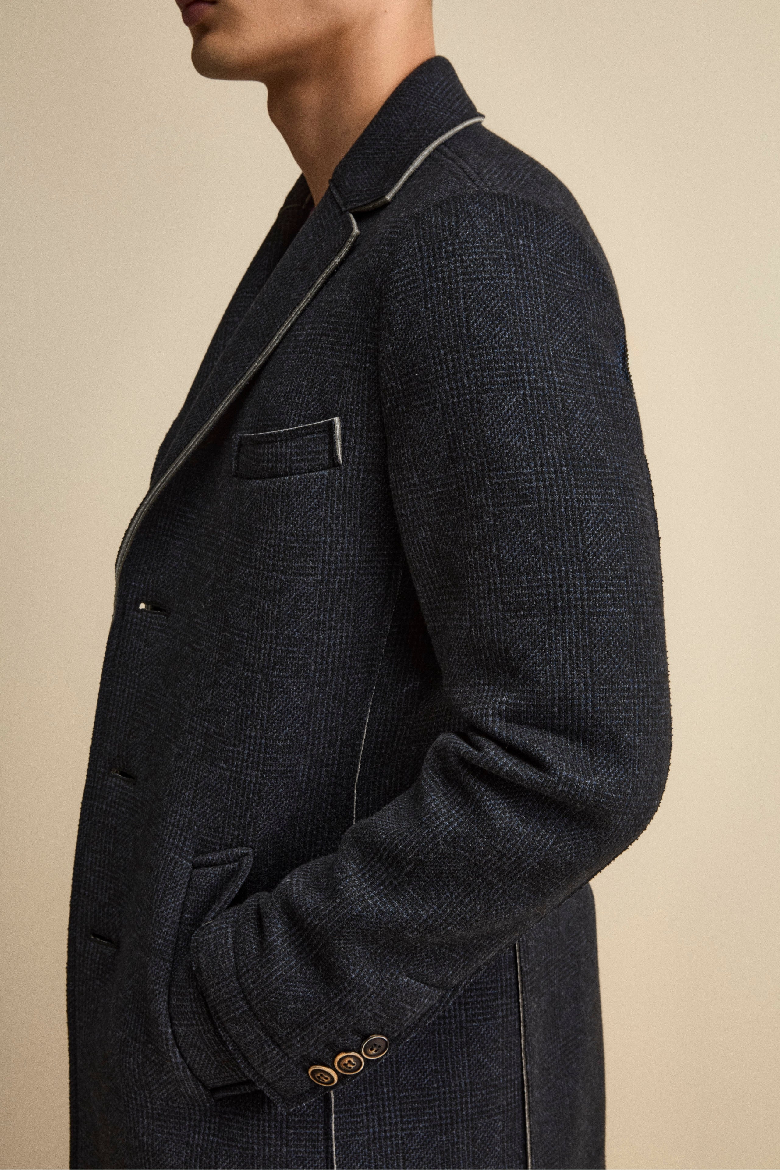 Cappotto Fantasia Midi a Taglio Vivo - P/POULE BLU