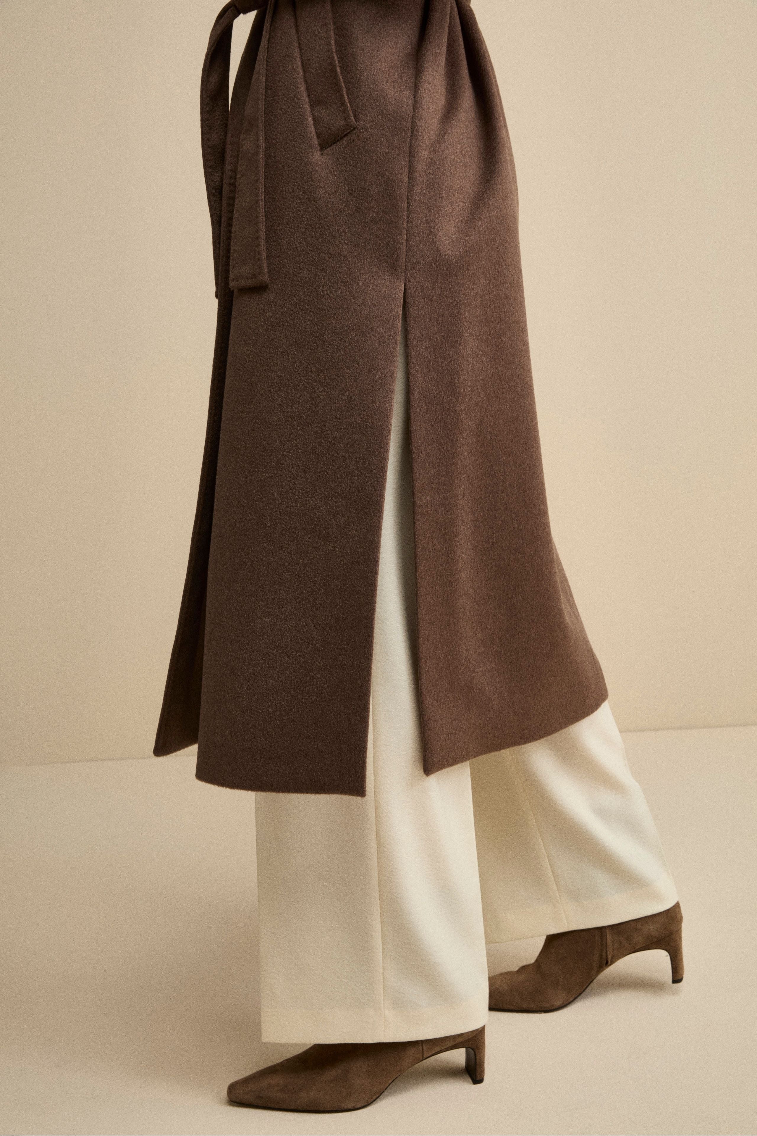 Cappotto Vestaglia Lungo in Puro Cashmere - NOCCIOLA