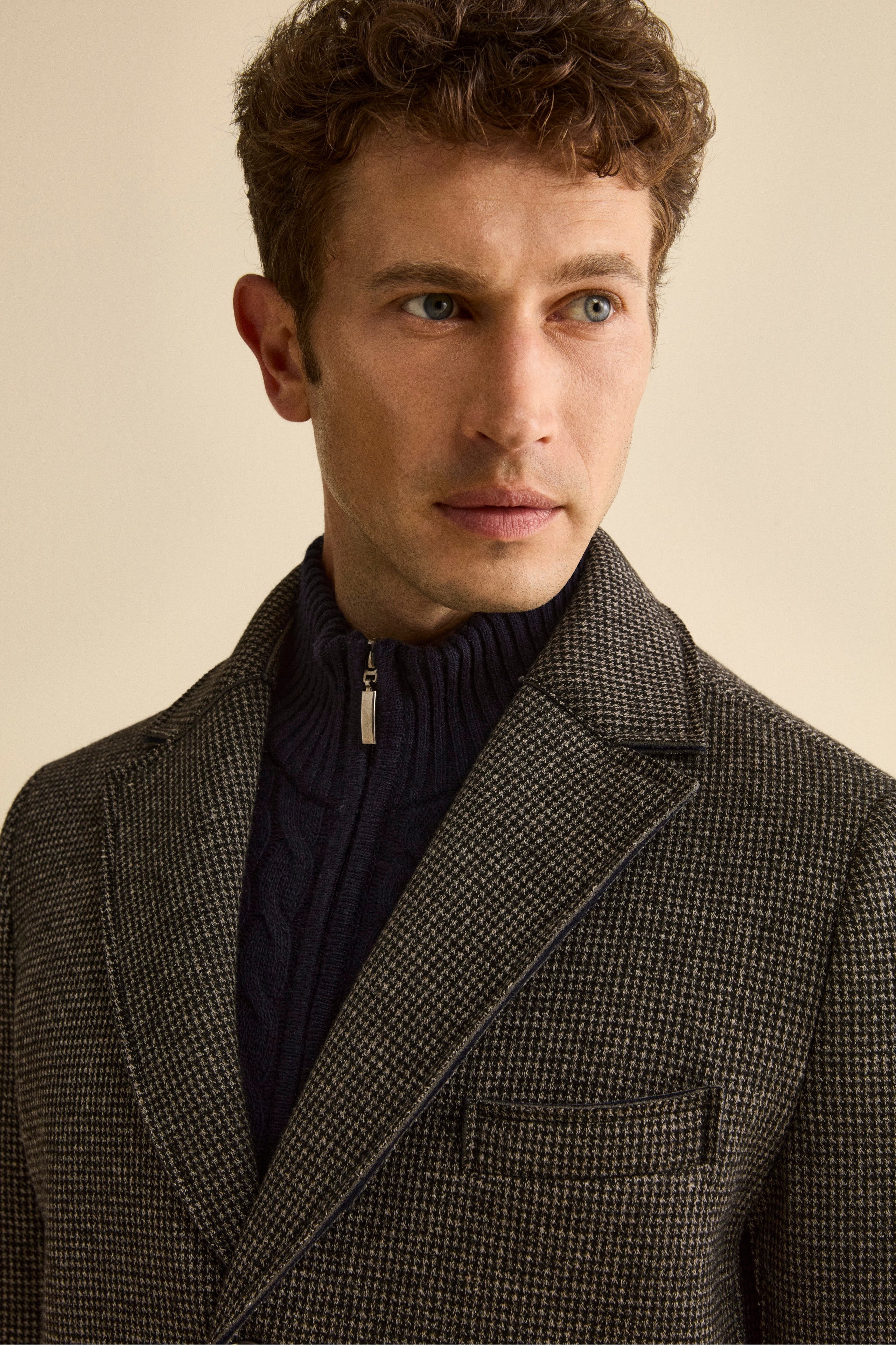 Cappotto Fantasia Midi a Taglio Vivo - GRIGIO/NERO