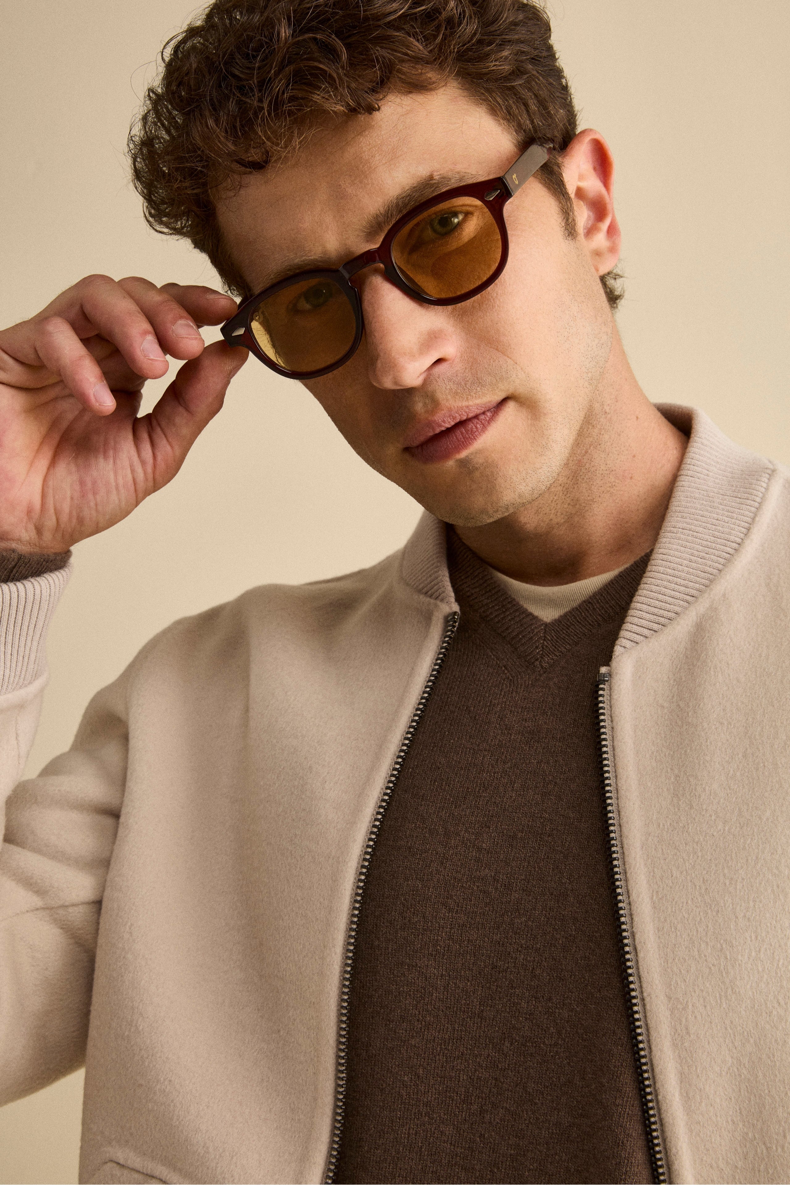 Bomber in Lana con Zip - GHIACCIO