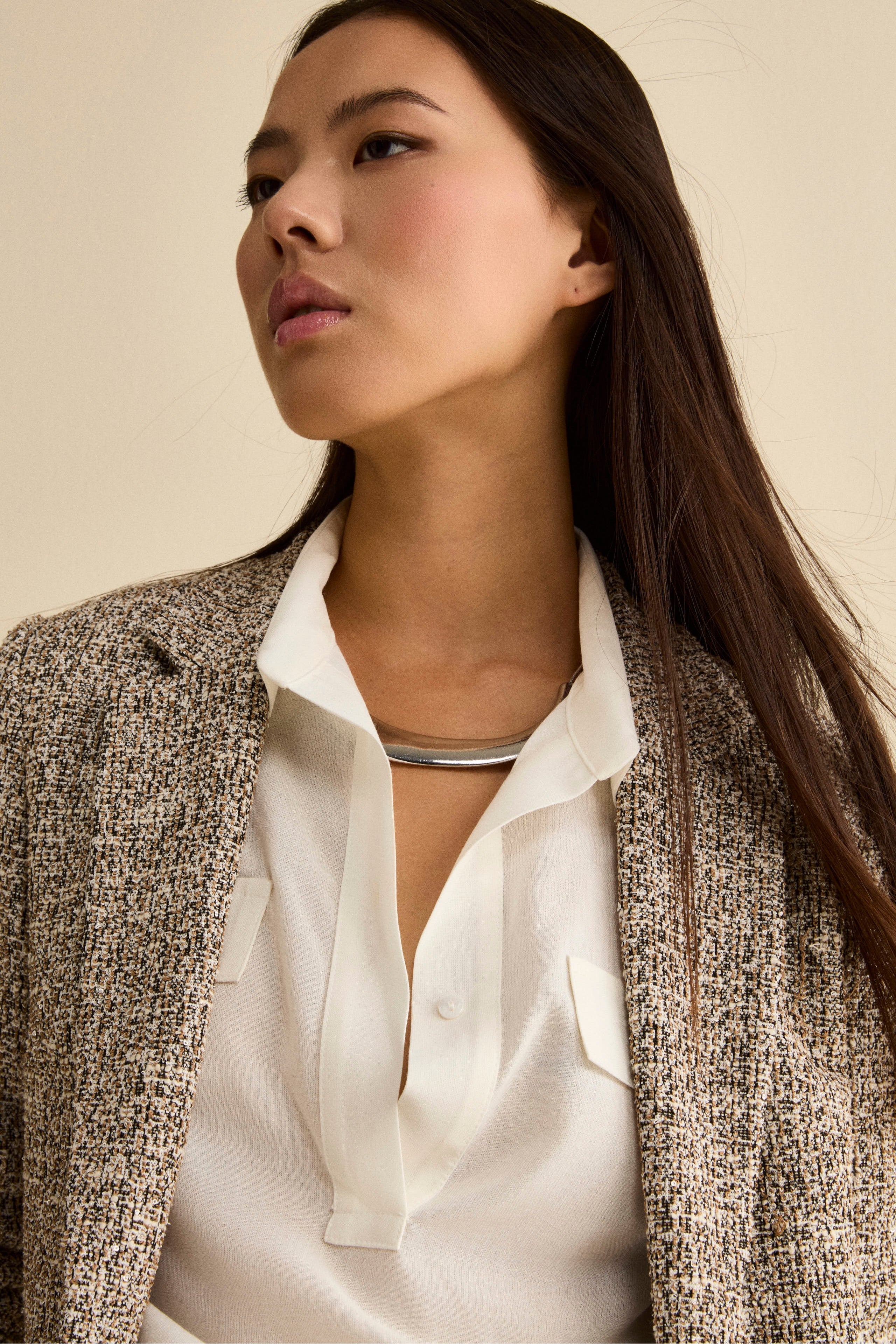 Giacca Monopetto Bouclé con Paillettes - NERO