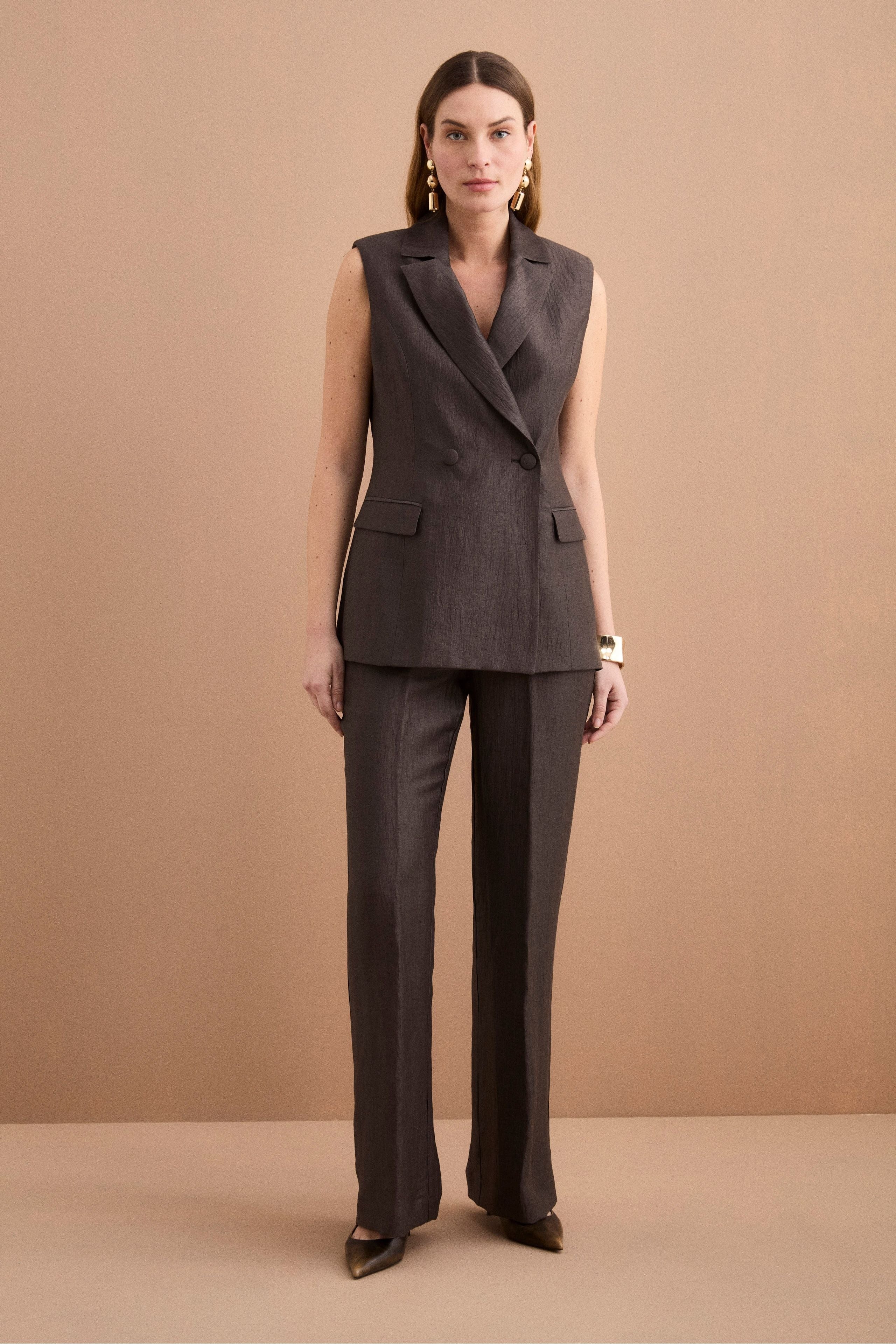 Gilet Doppiopetto in Misto Lino - T.MORO