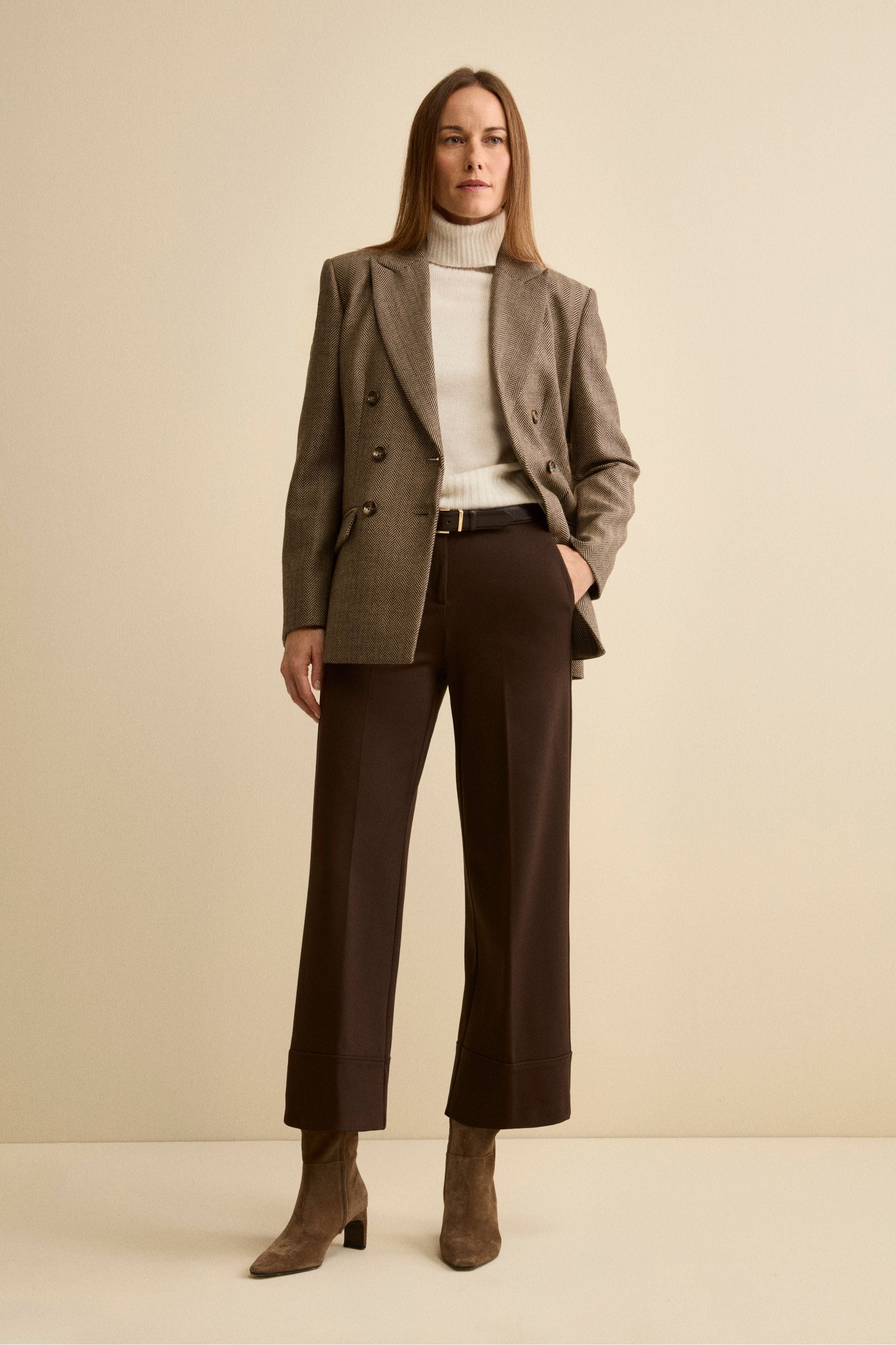 Pantalone Largo con Risvolto e Pieghe - T.MORO