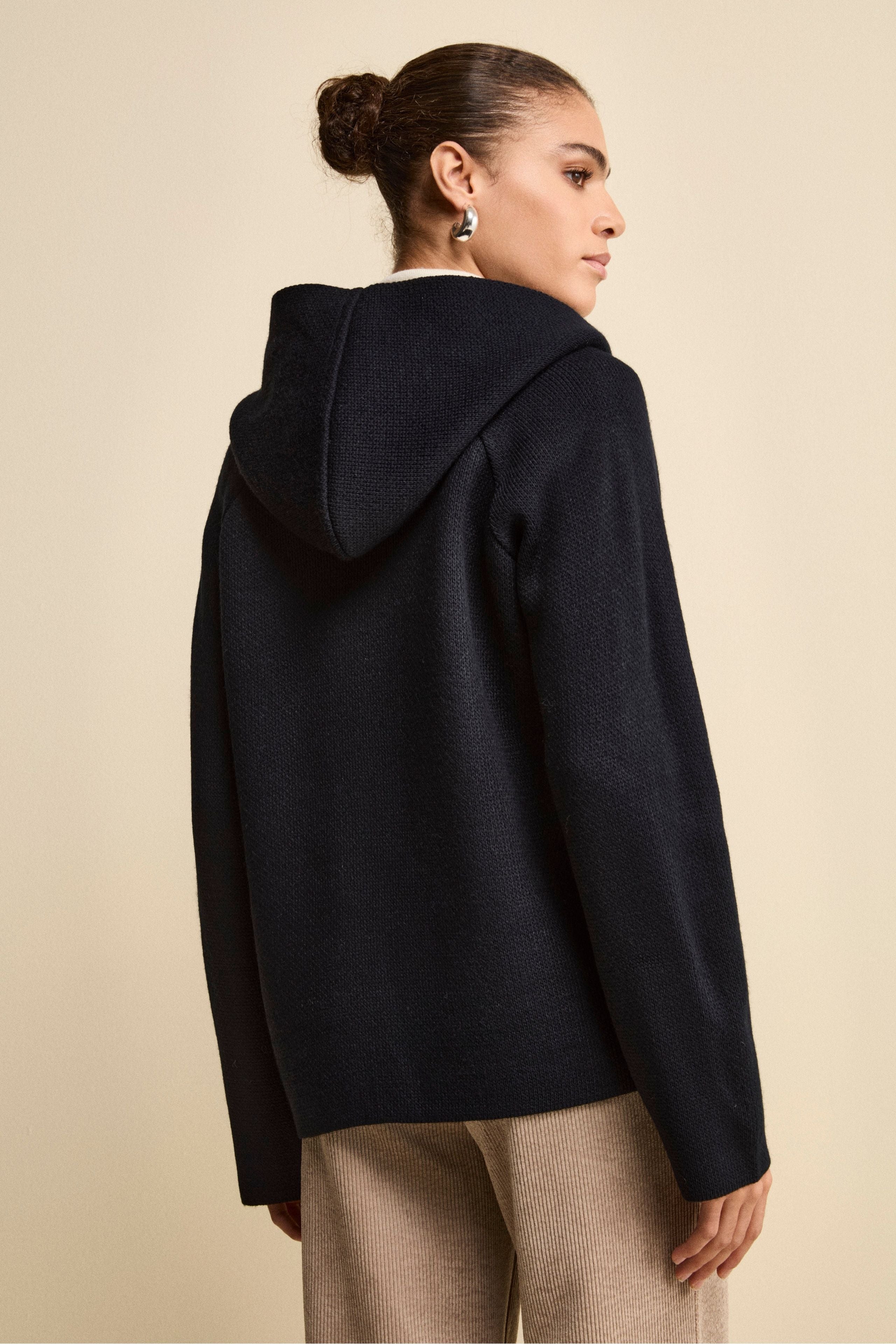 Cardigan Doppiopetto in Maglia con Cappuccio - BLU