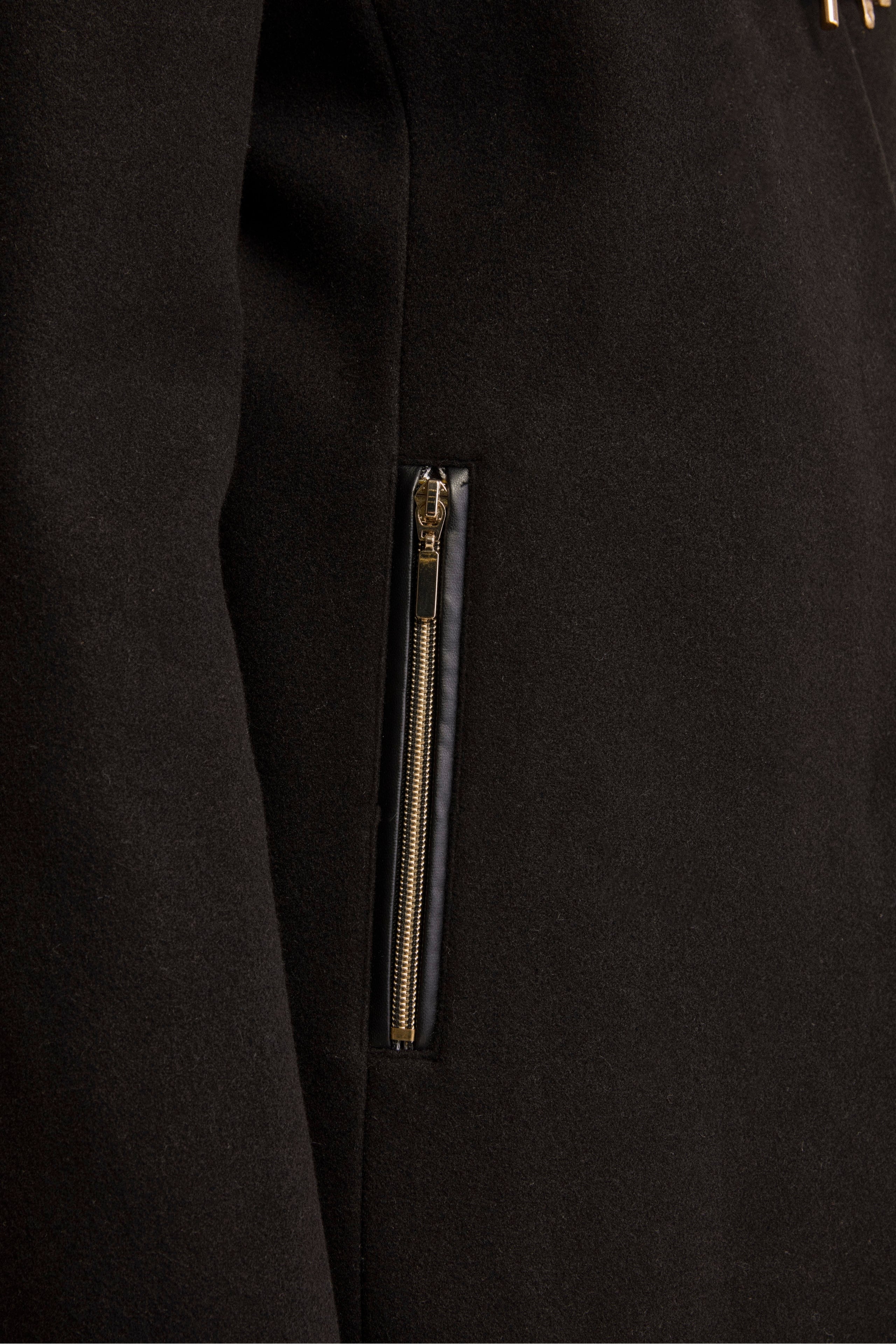 Cappotto Midi in Misto Lana con Alamaro - NERO