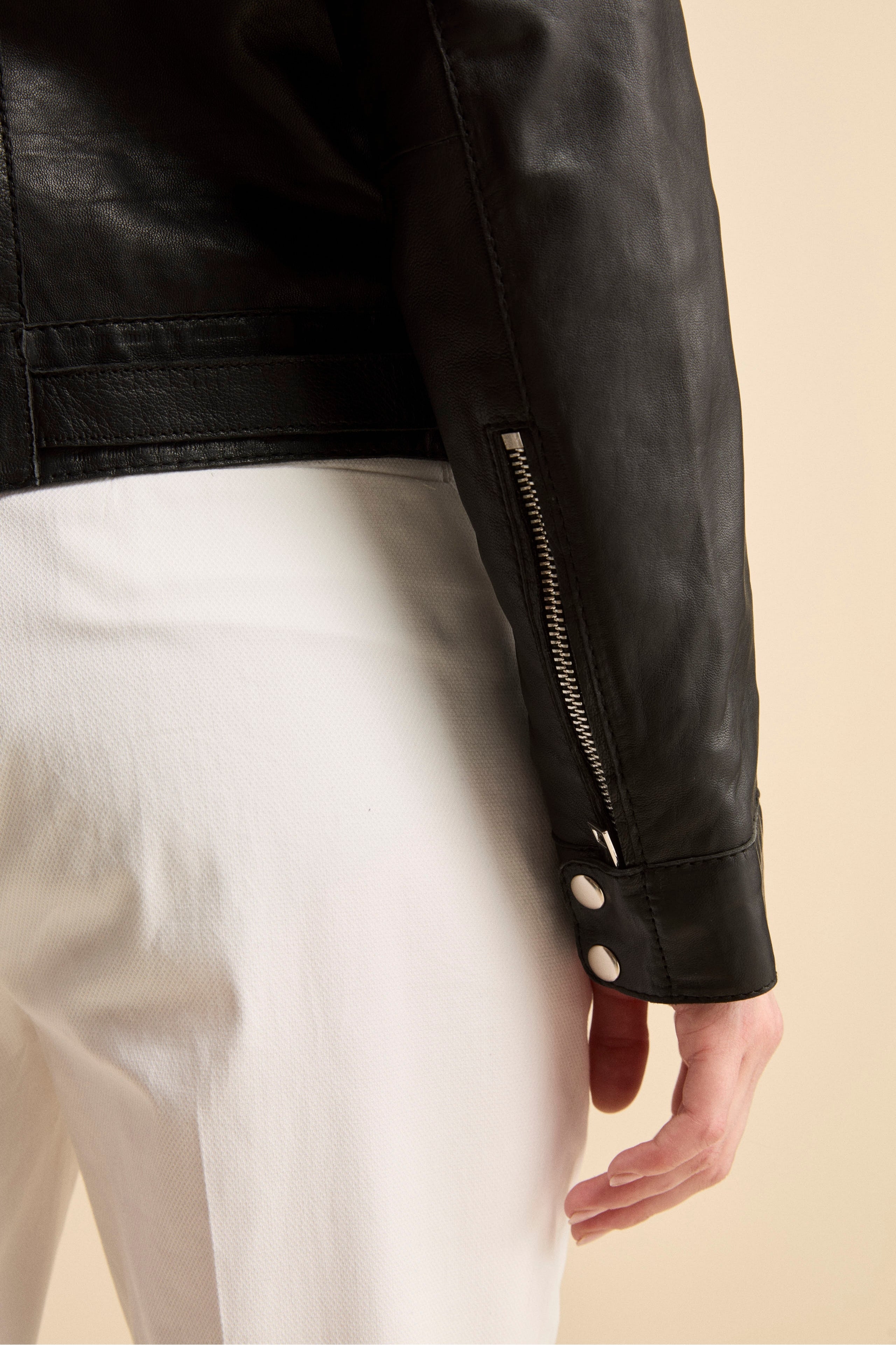 Giacca di Pelle Coreana con Zip - NERO