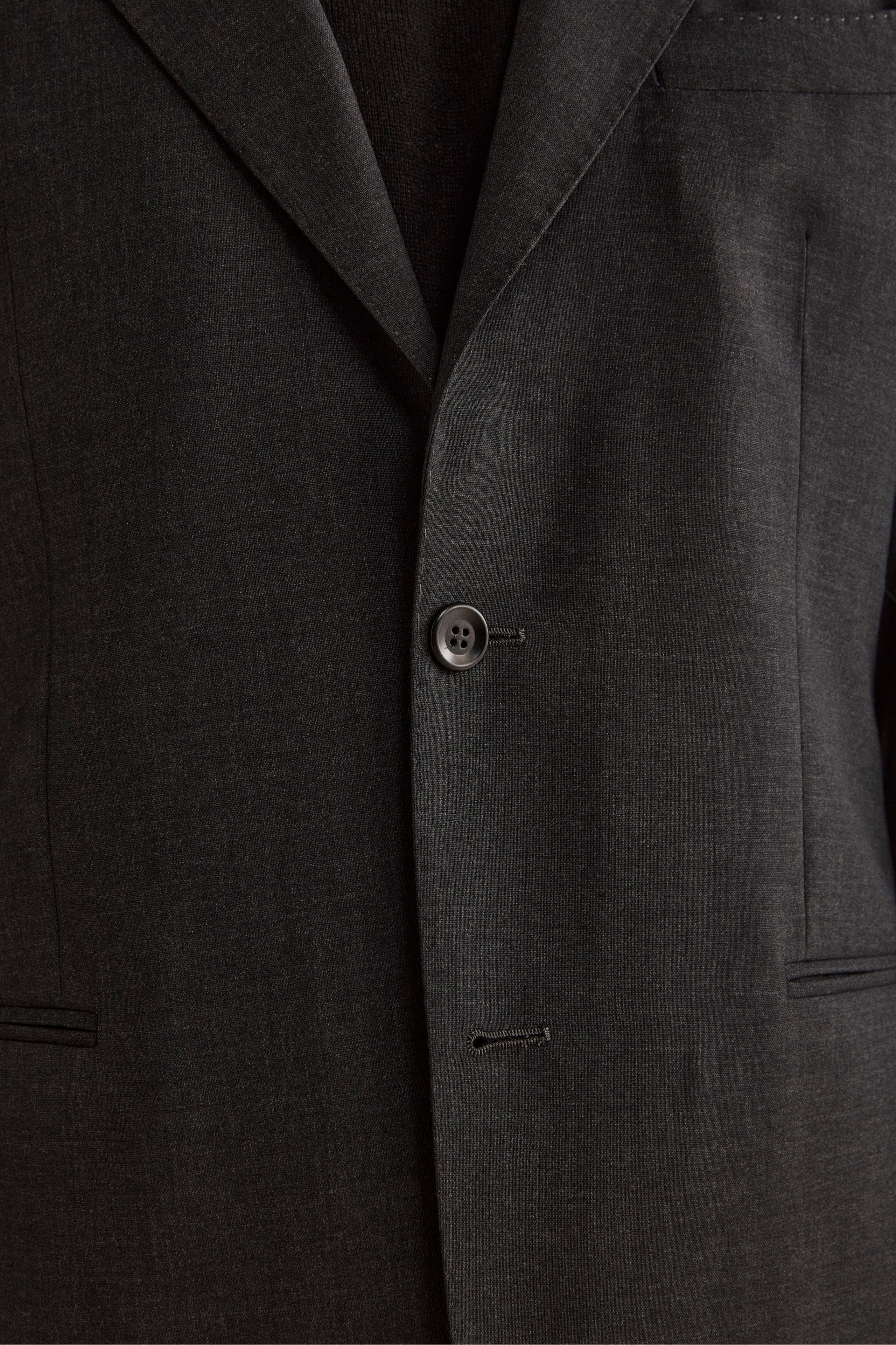 Abito Slim Fit Monopetto Revers a Lancia in Lana Vergine - ANTRACITE