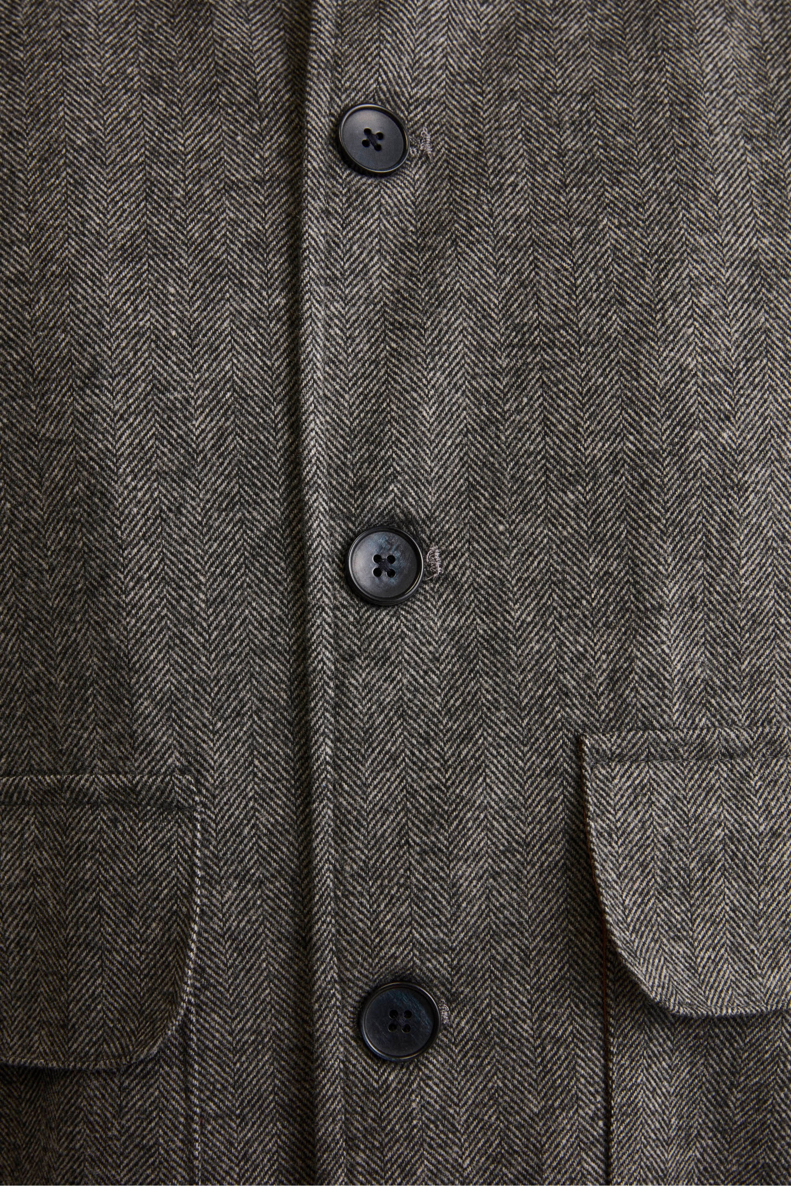 Bomber Spigato con Tasche in Misto Lana - GRIGIO SPIGATO