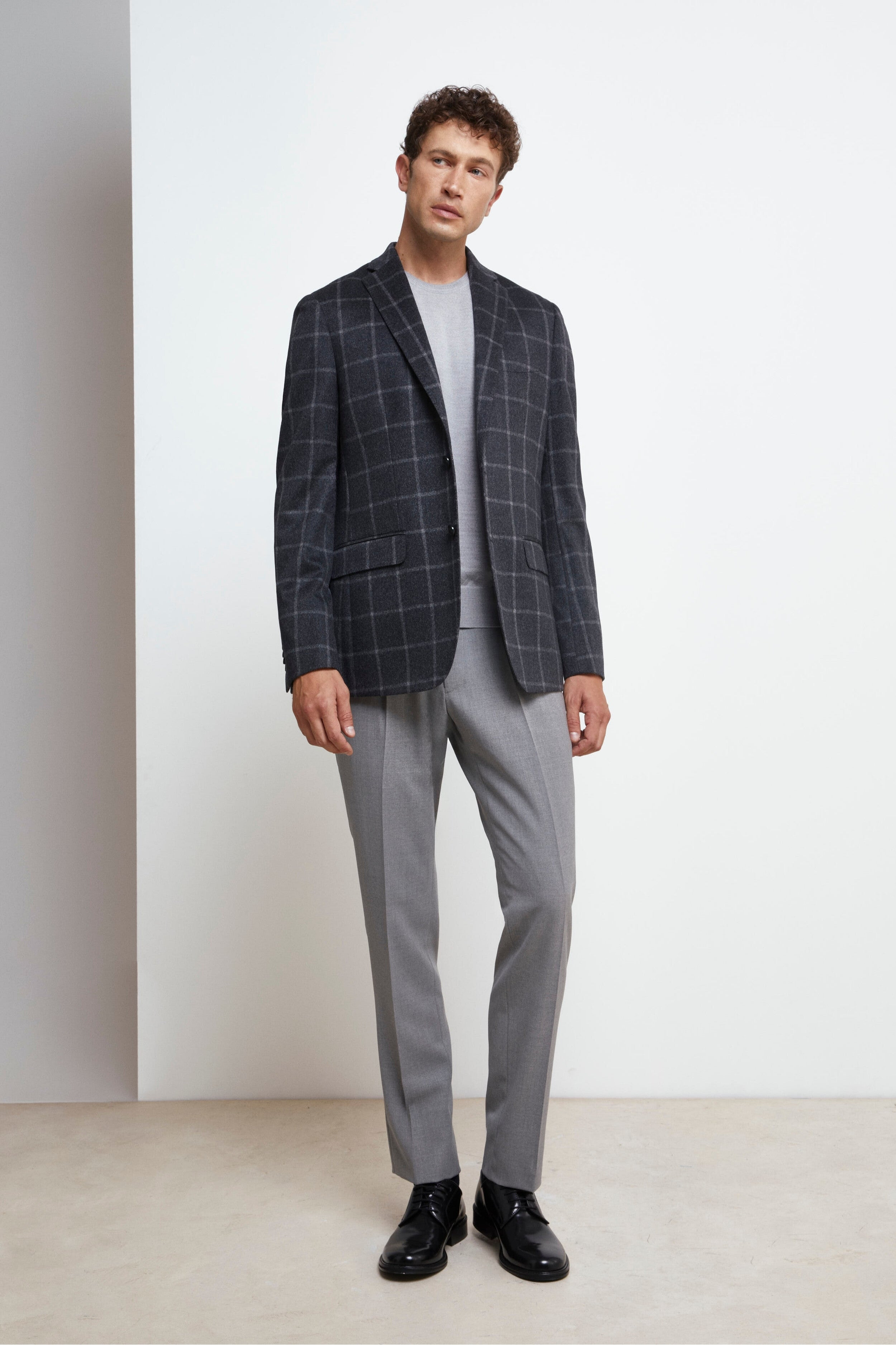 Giacca Check in Cashmere - GRIGIO QUADRI
