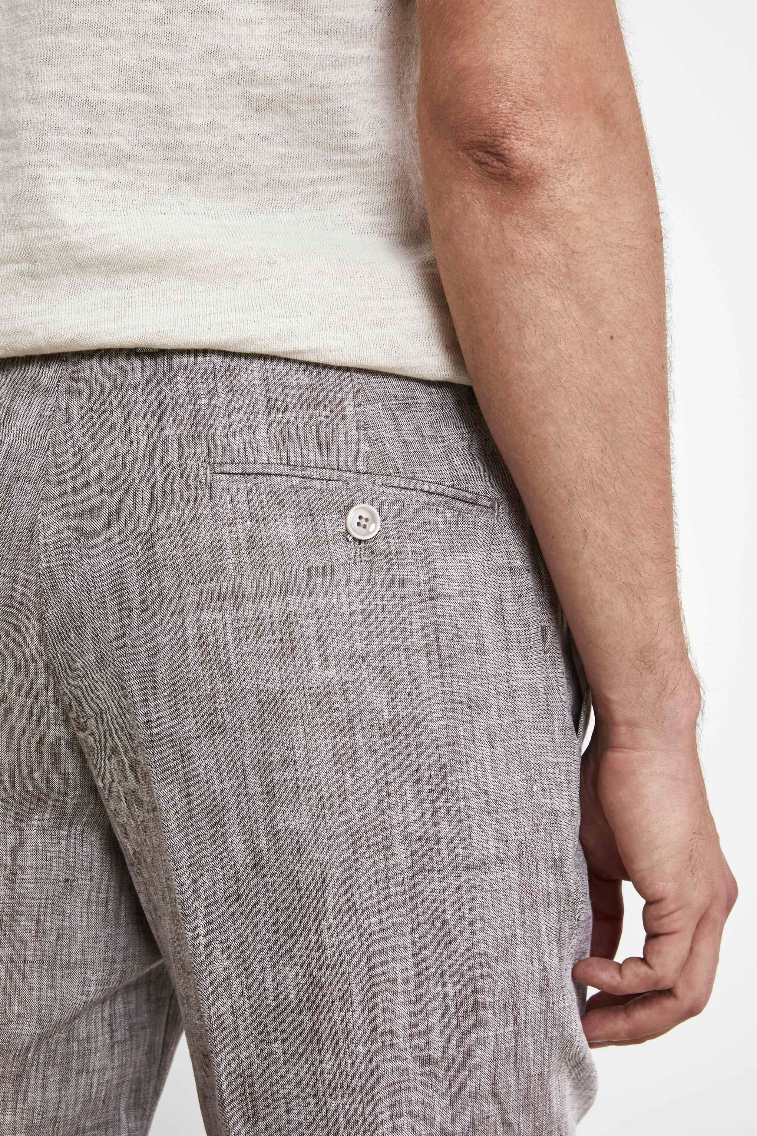 Abito in lino slim fit - MARRONE