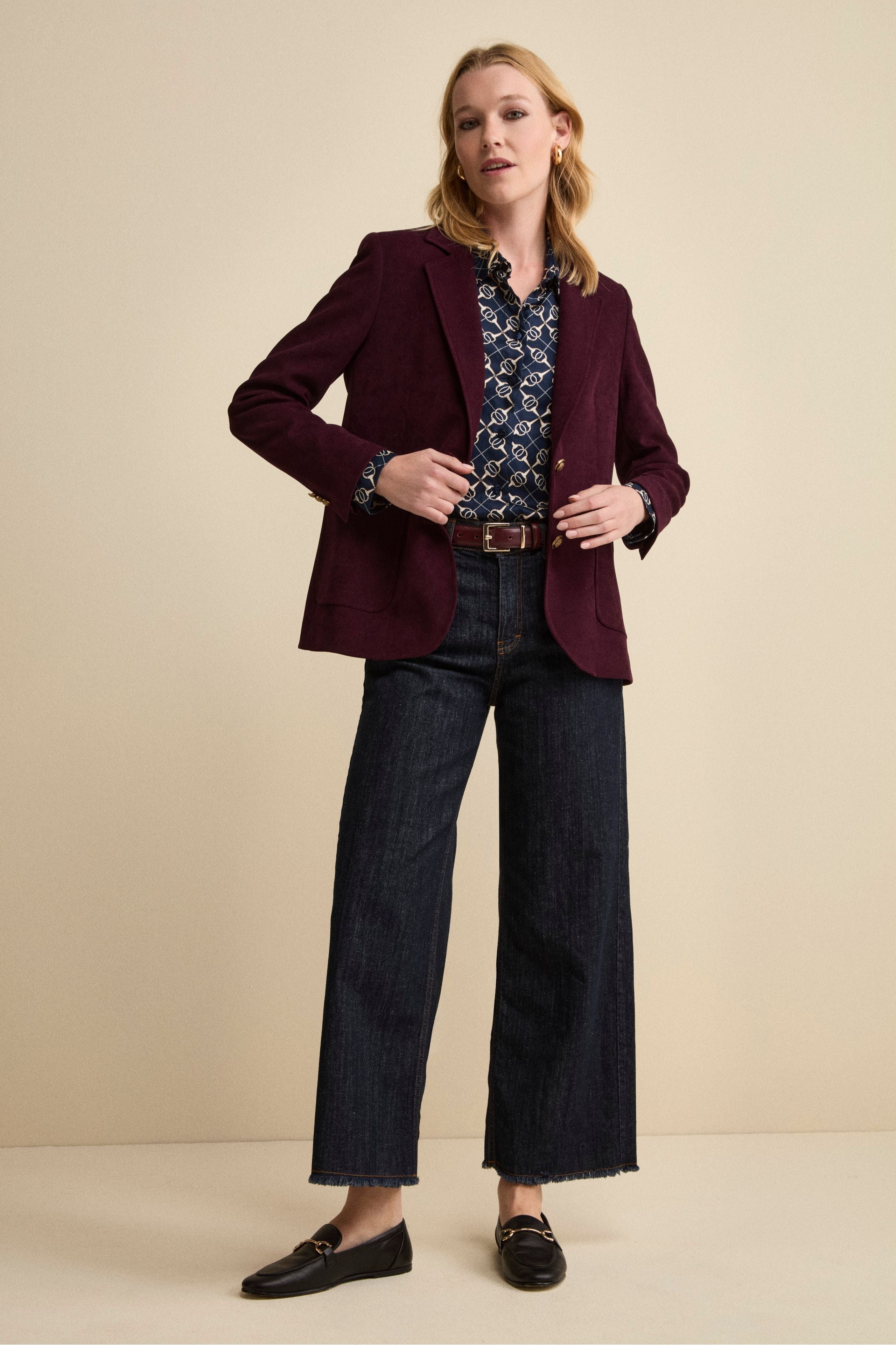 Giacca Foderata Monopetto in Velluto - BORDEAUX