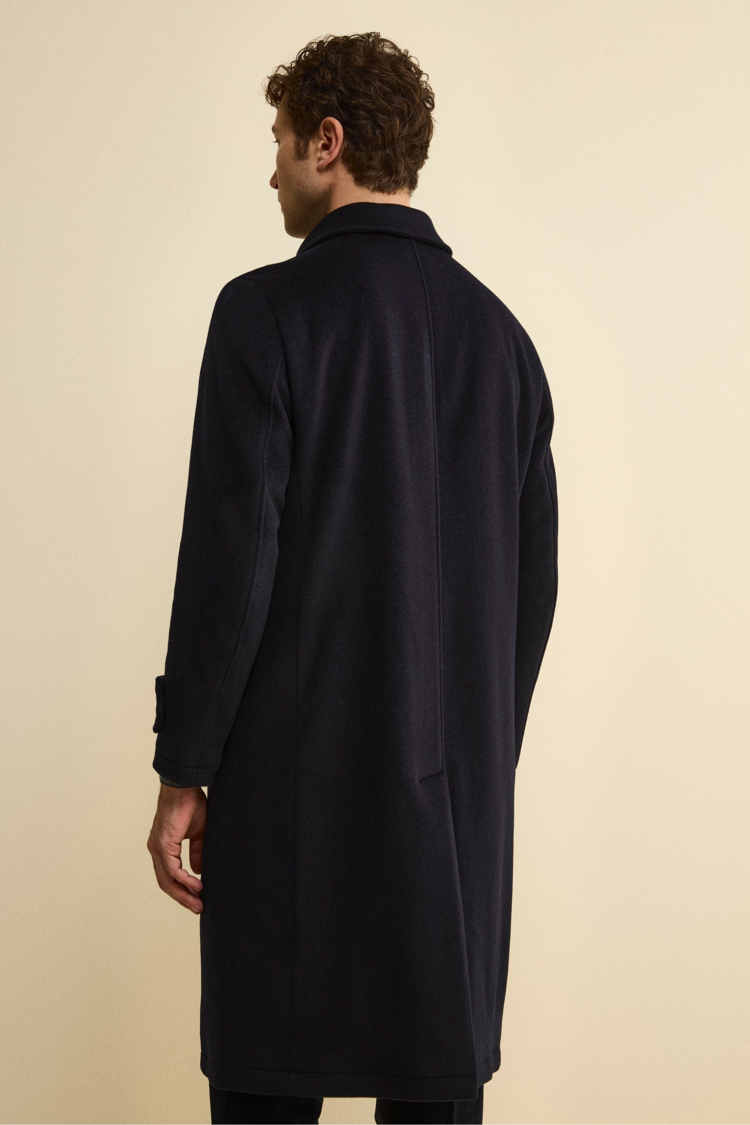 Cappotto Lungo Foderato in Lana e Cashmere - BLU