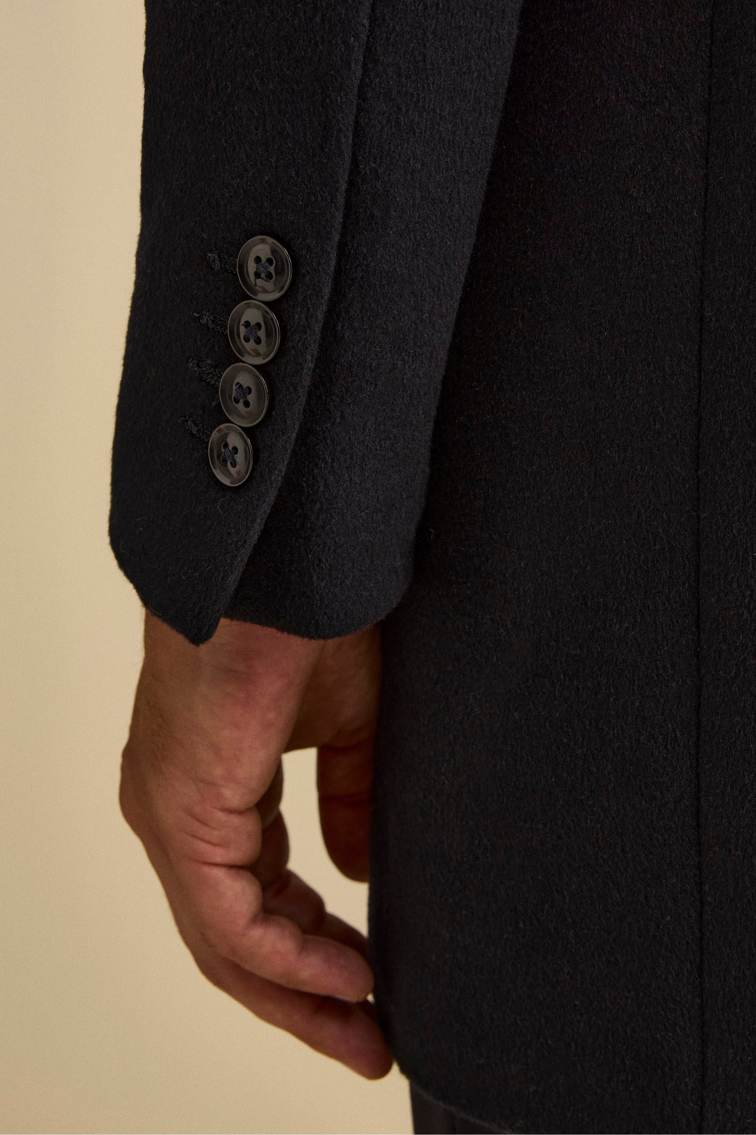 Cappotto Foderato in Misto Lana con Pettorina - BLU