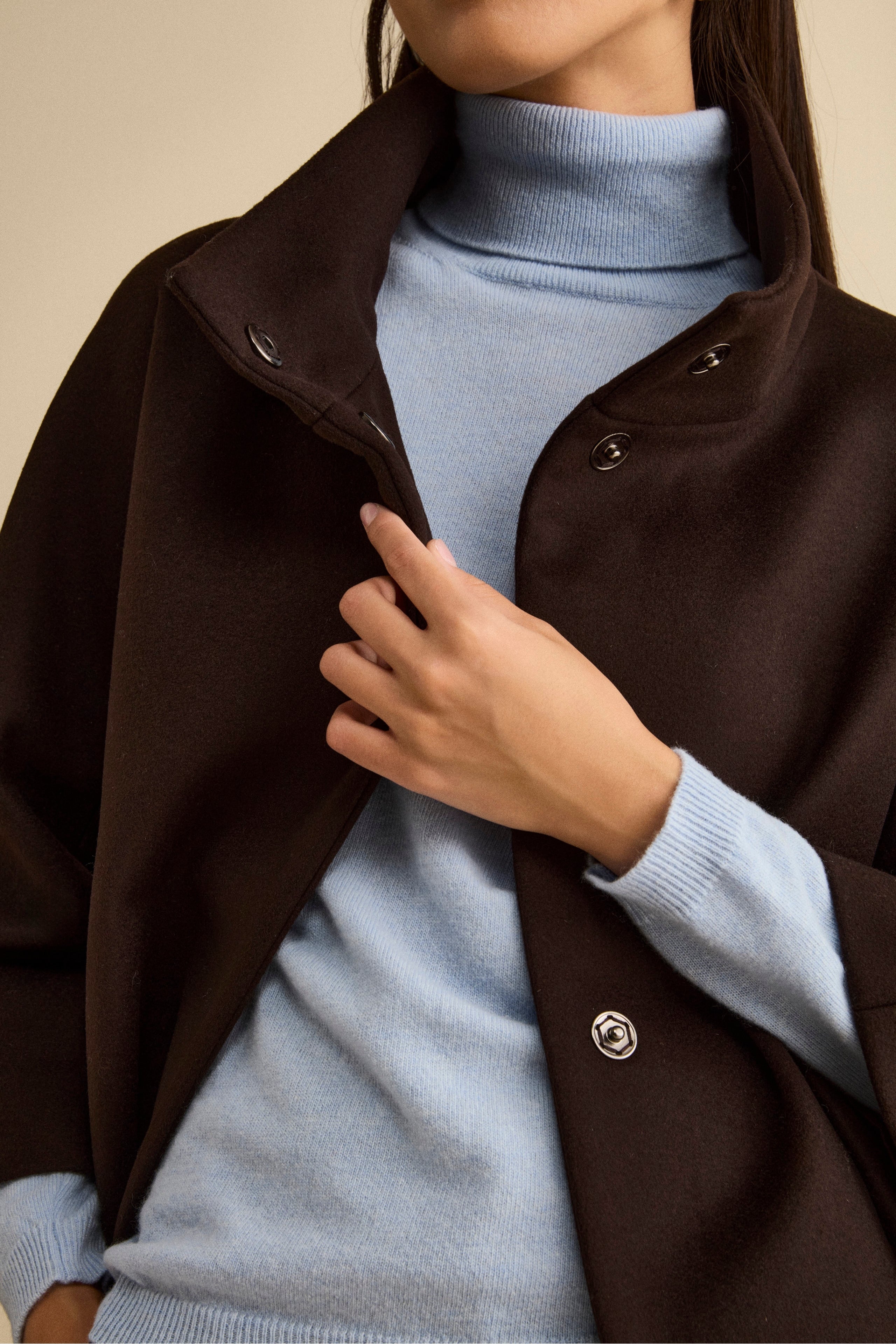 Cappotto Over Corto in Misto Lana e Cashmere - T.MORO