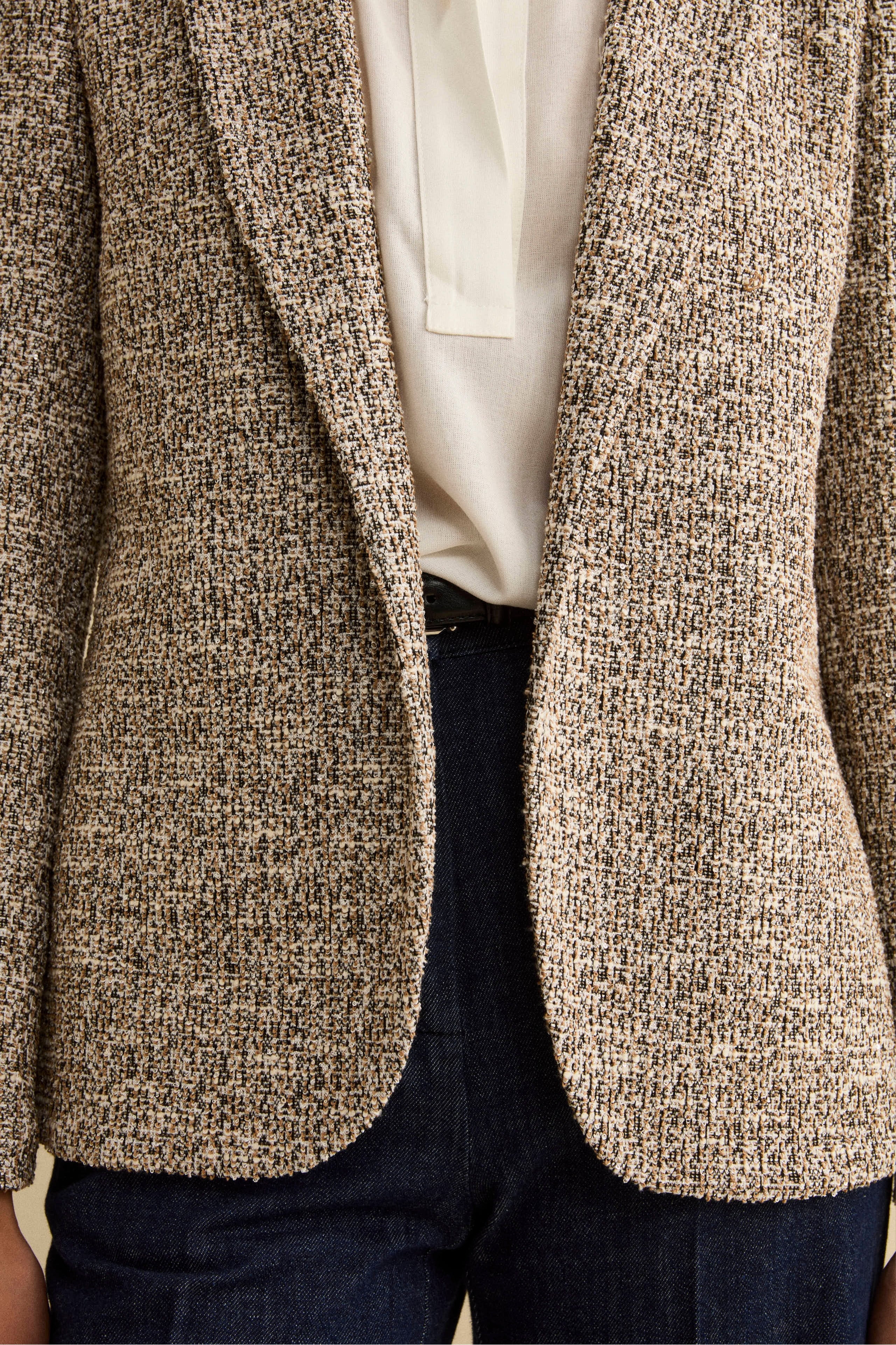 Giacca Monopetto Bouclé con Paillettes - NERO