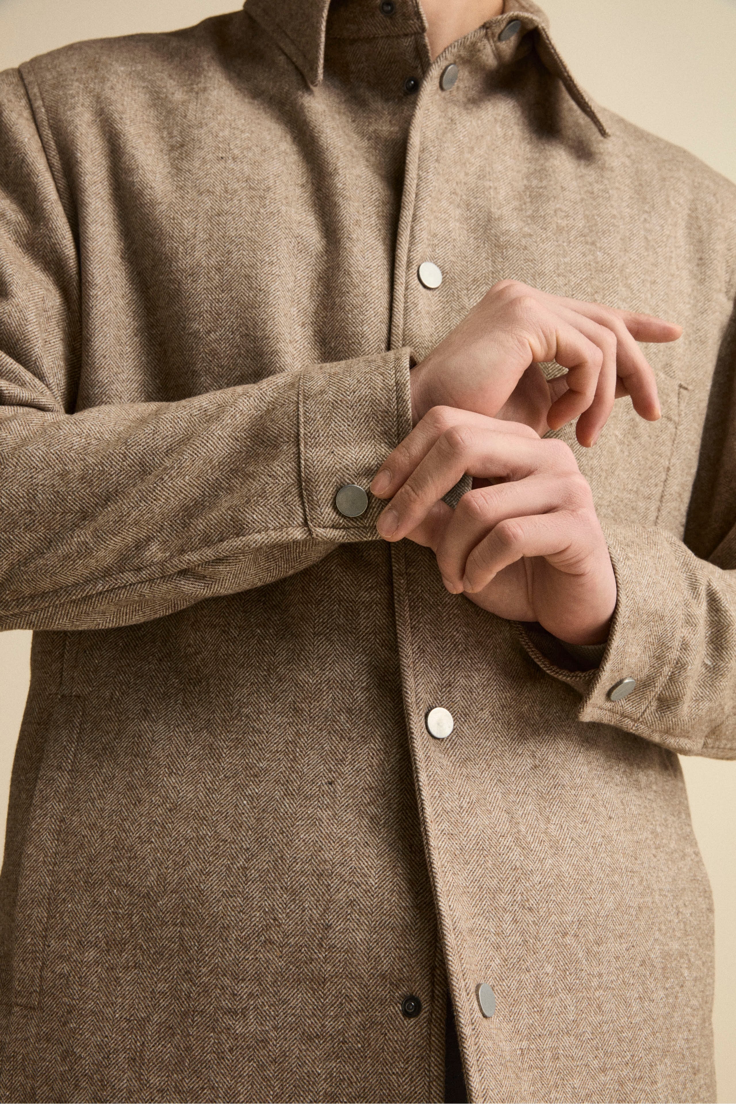 Giubbino Overshirt in Misto Lana - MARRONE SPIGATO