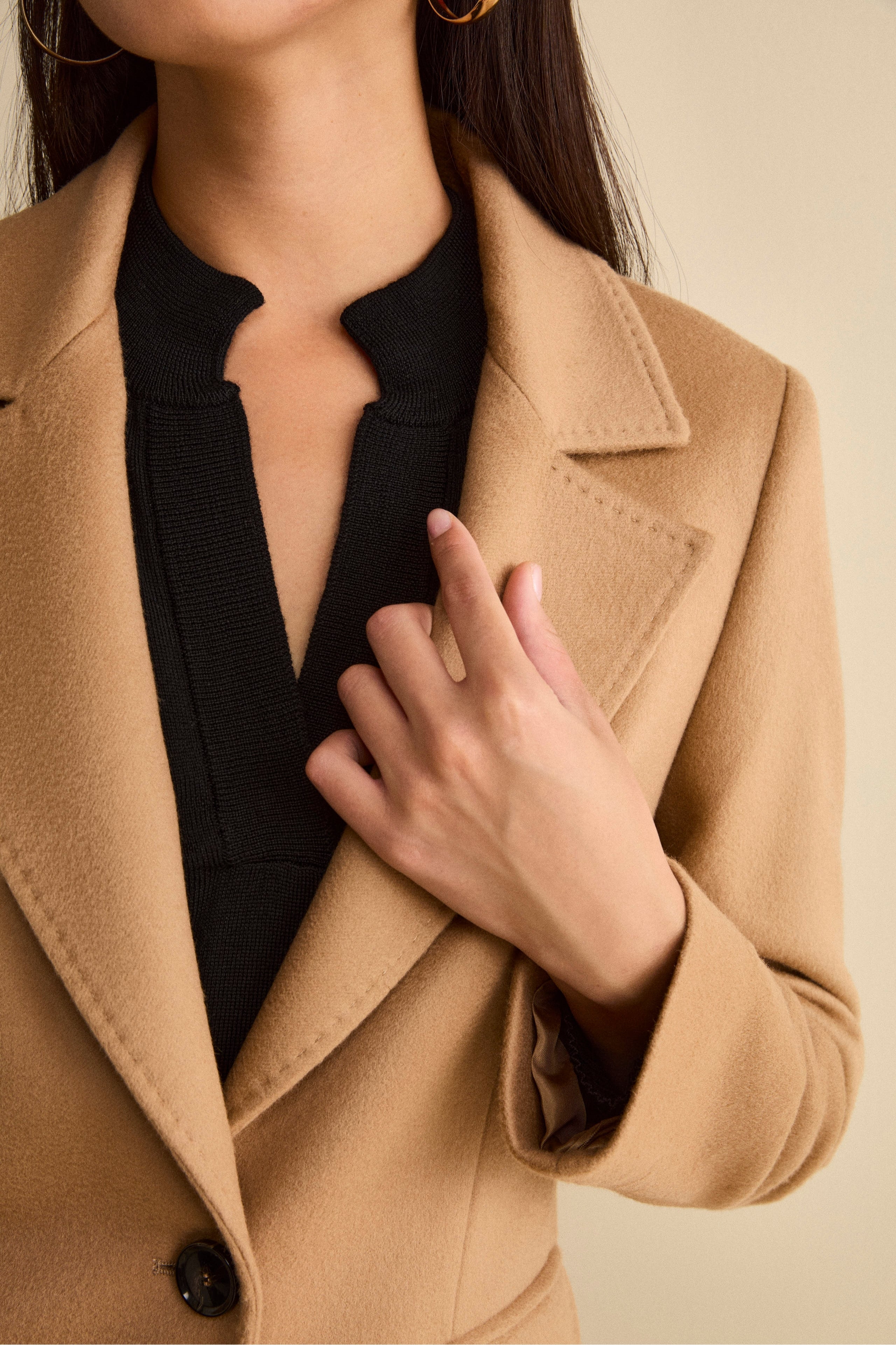 Cappotto Monopetto Lungo in Lana Vergine - CAMMELLO