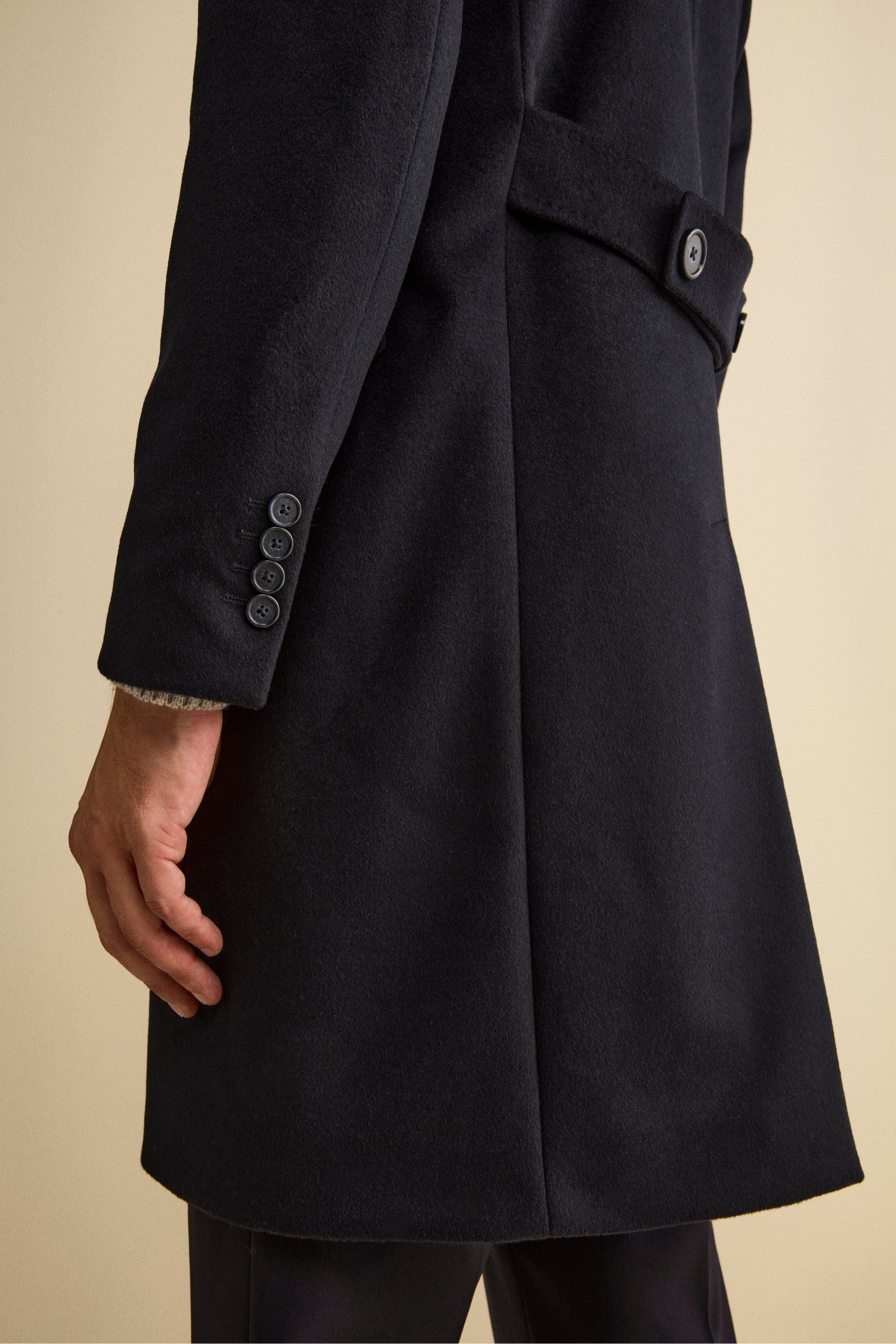 Cappotto Midi Doppiopetto in Misto Lana e Cashmere con Martingala - BLU
