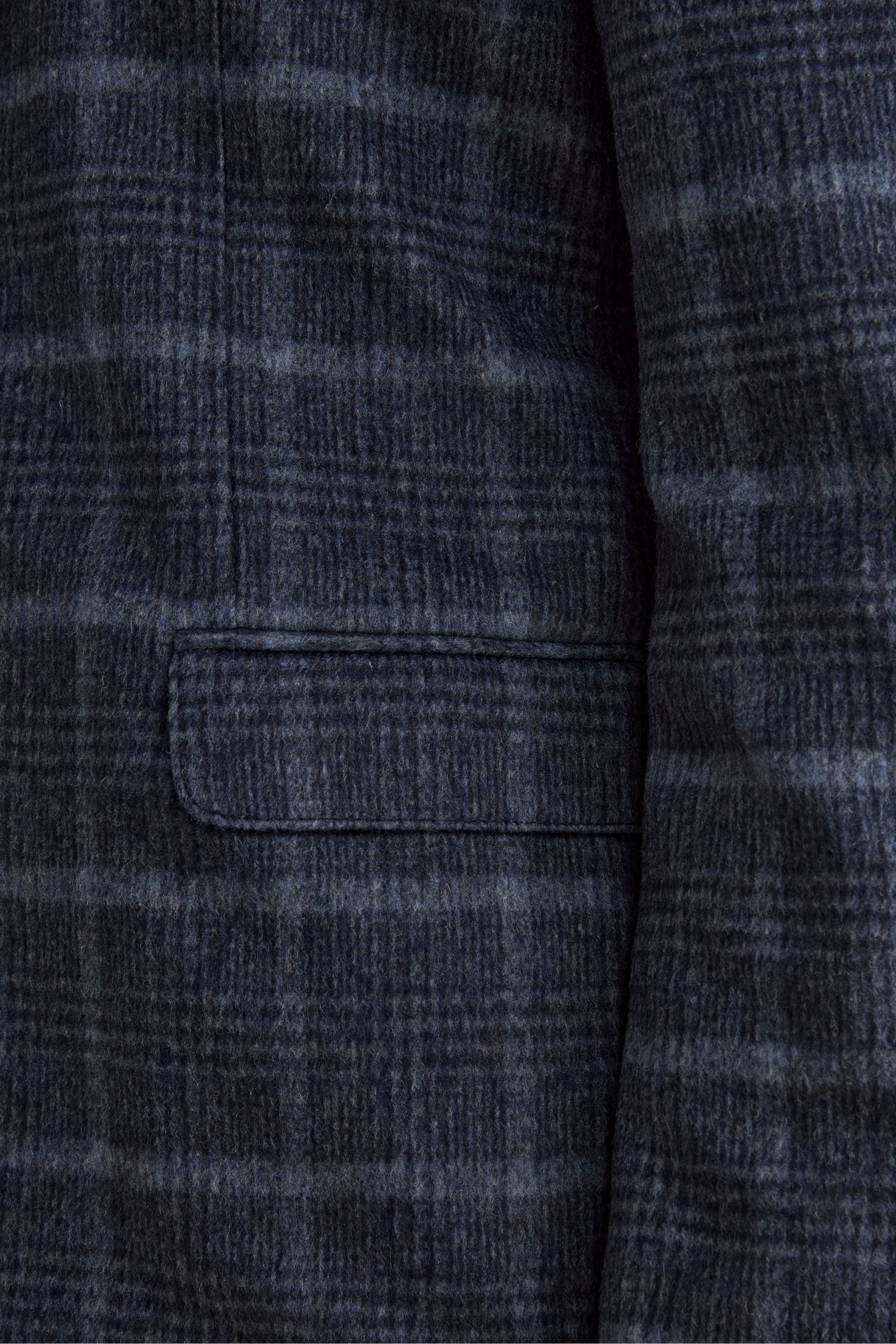 Giacca Check Destrutturata in Misto Lana - BLU
