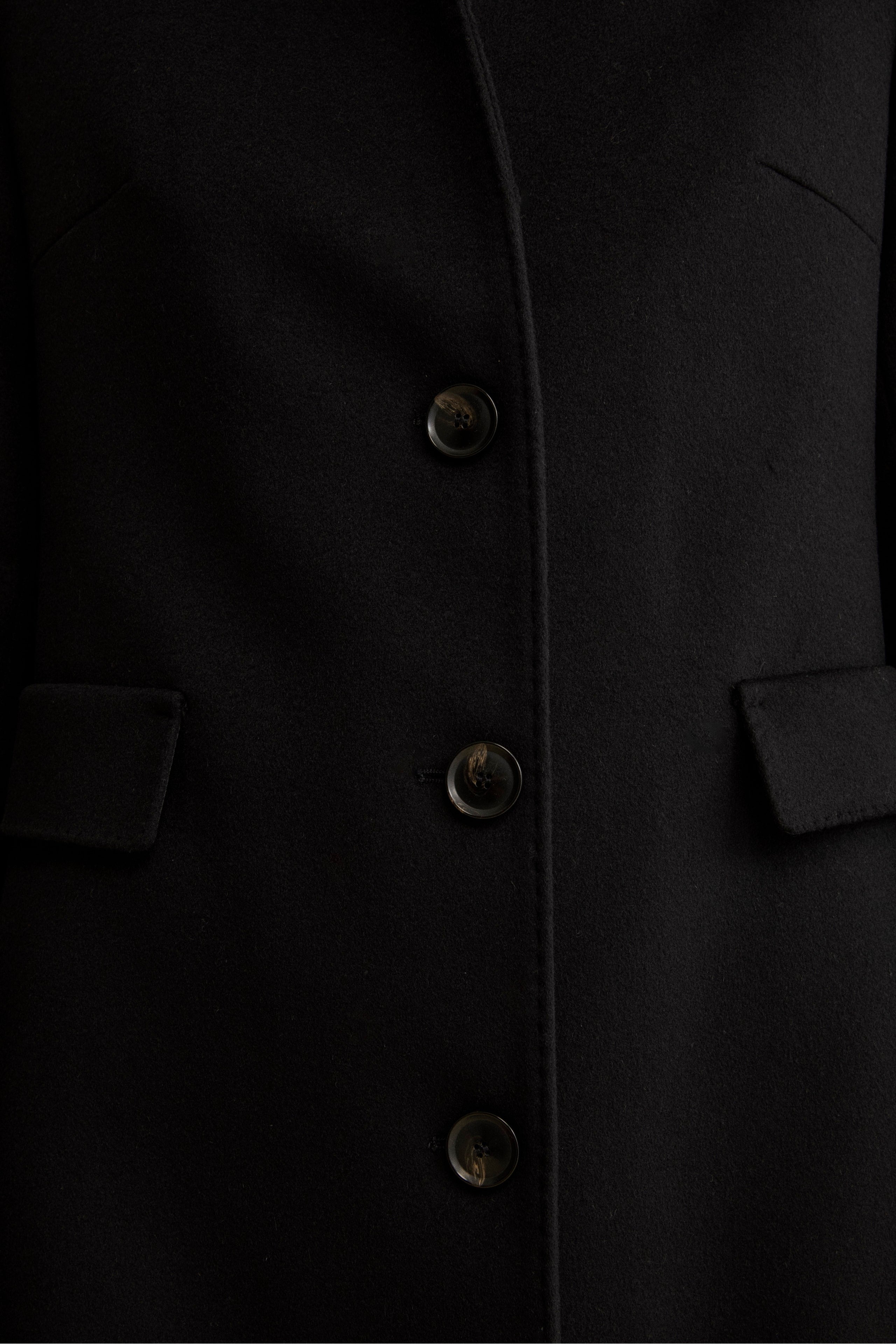 Cappotto Midi Sancrato in Misto Lana e Cashmere - NERO